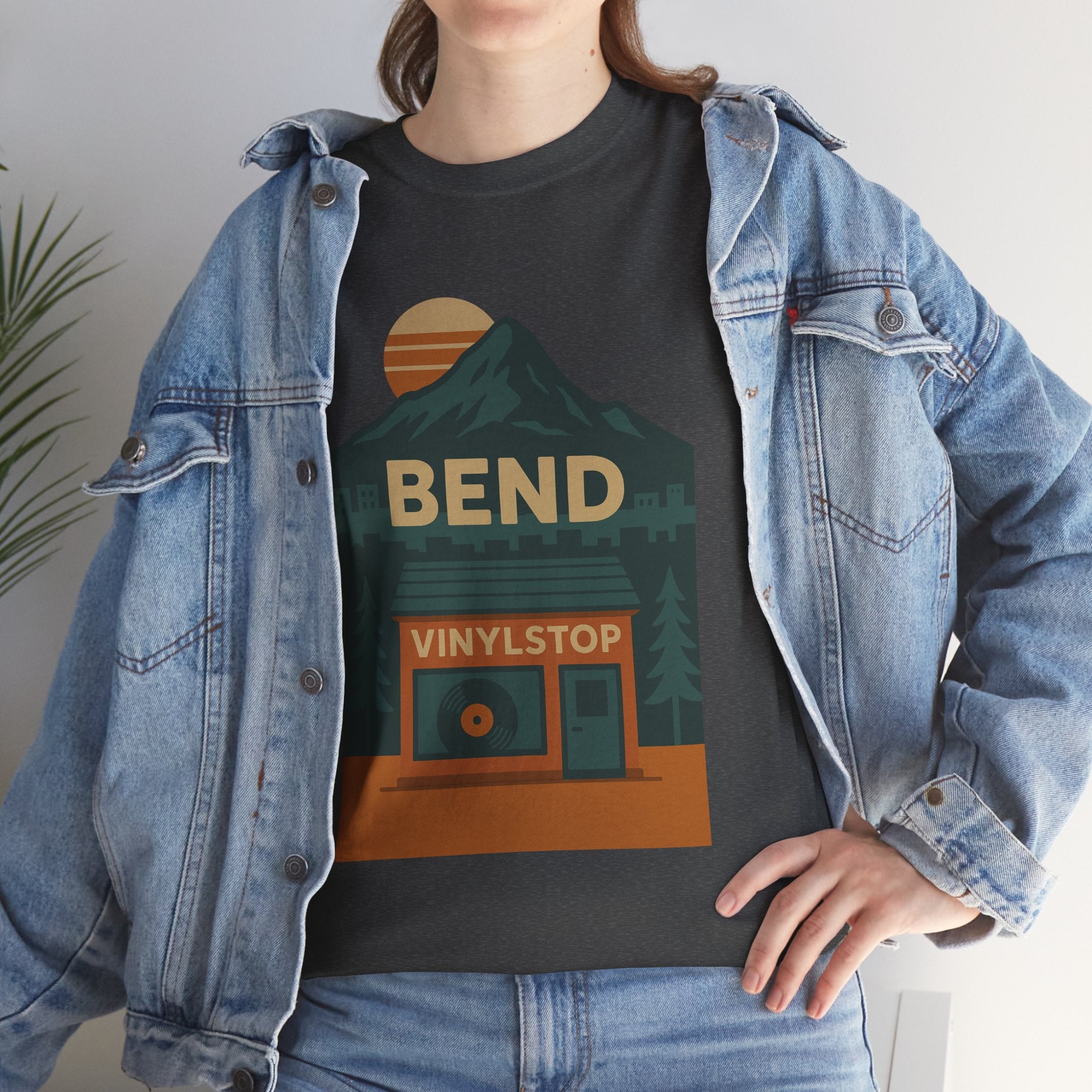 Bend Oregon Vinyl Stop T-Shirt | Mountain Record Player Tee Record Store