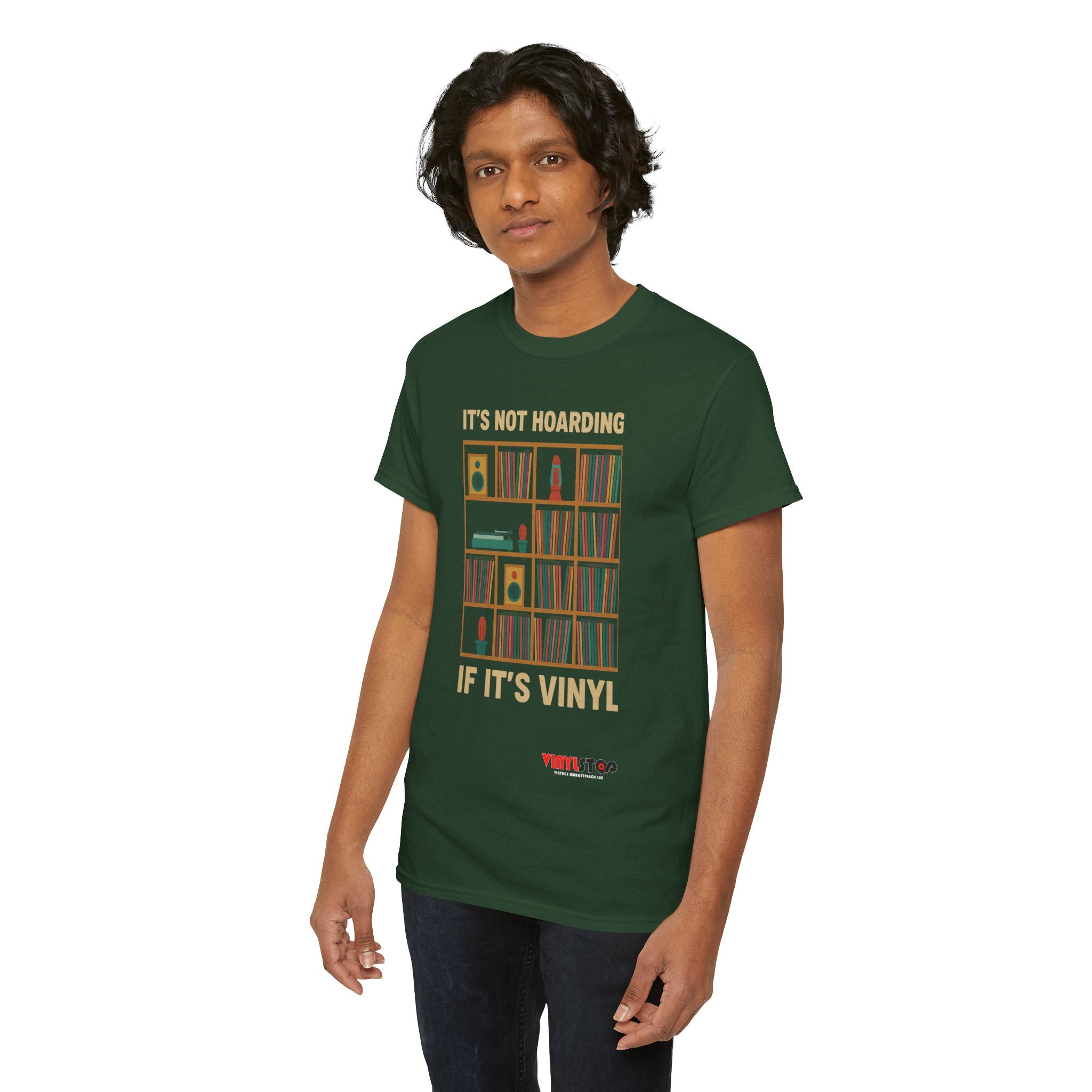 It's Not Hoarding If It's Vinyl T-Shirt | Record Shelf Graphic Tee vinyl collector albums records tshirt