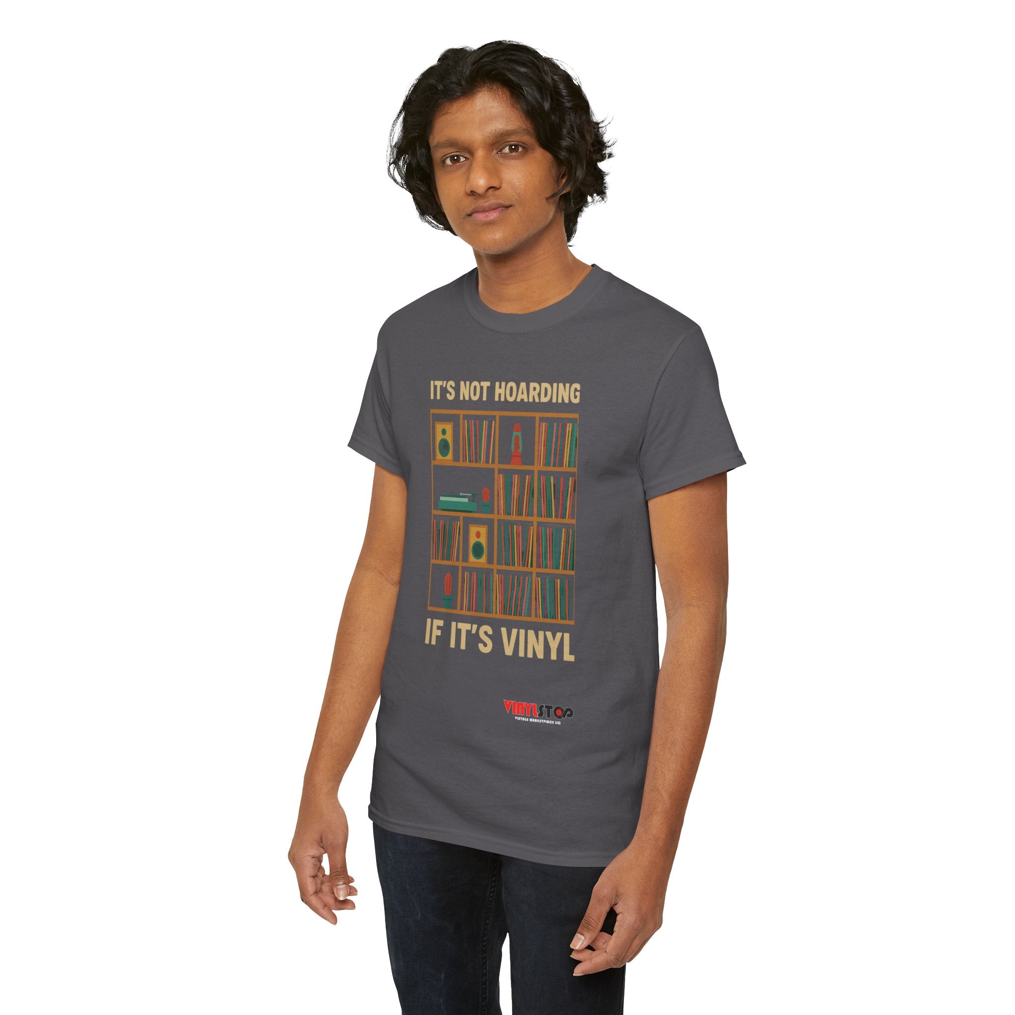 It's Not Hoarding If It's Vinyl T-Shirt | Record Shelf Graphic Tee vinyl collector albums records tshirt