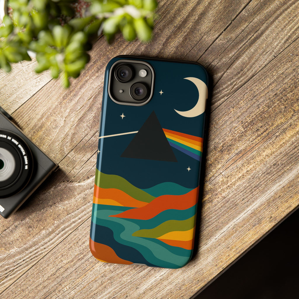 Dark Side of Moon Phone Case — Rainbow Landscape Tough Case Pink Floyd Inspired