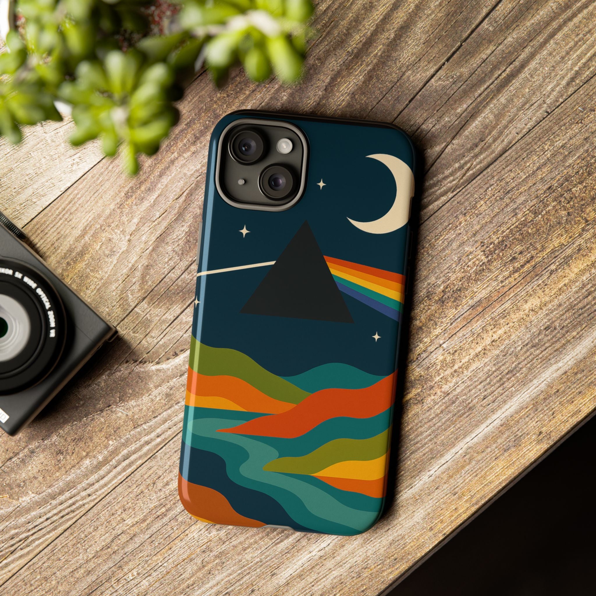 Dark Side of Moon Phone Case — Rainbow Landscape Tough Case Pink Floyd Inspired