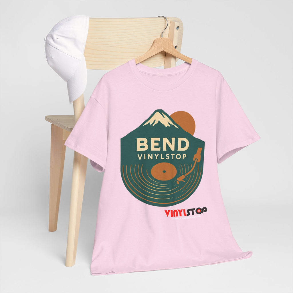 Bend Oregon Vinyl Stop T-Shirt | Mountain Record Player Tee Record Store