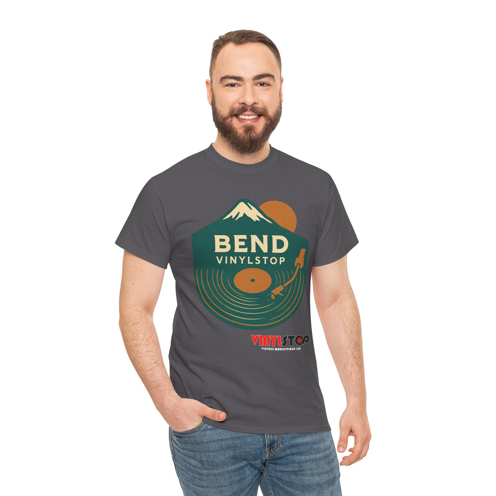 Bend Oregon Vinyl Stop T-Shirt | Mountain Record Player Tee Record Store