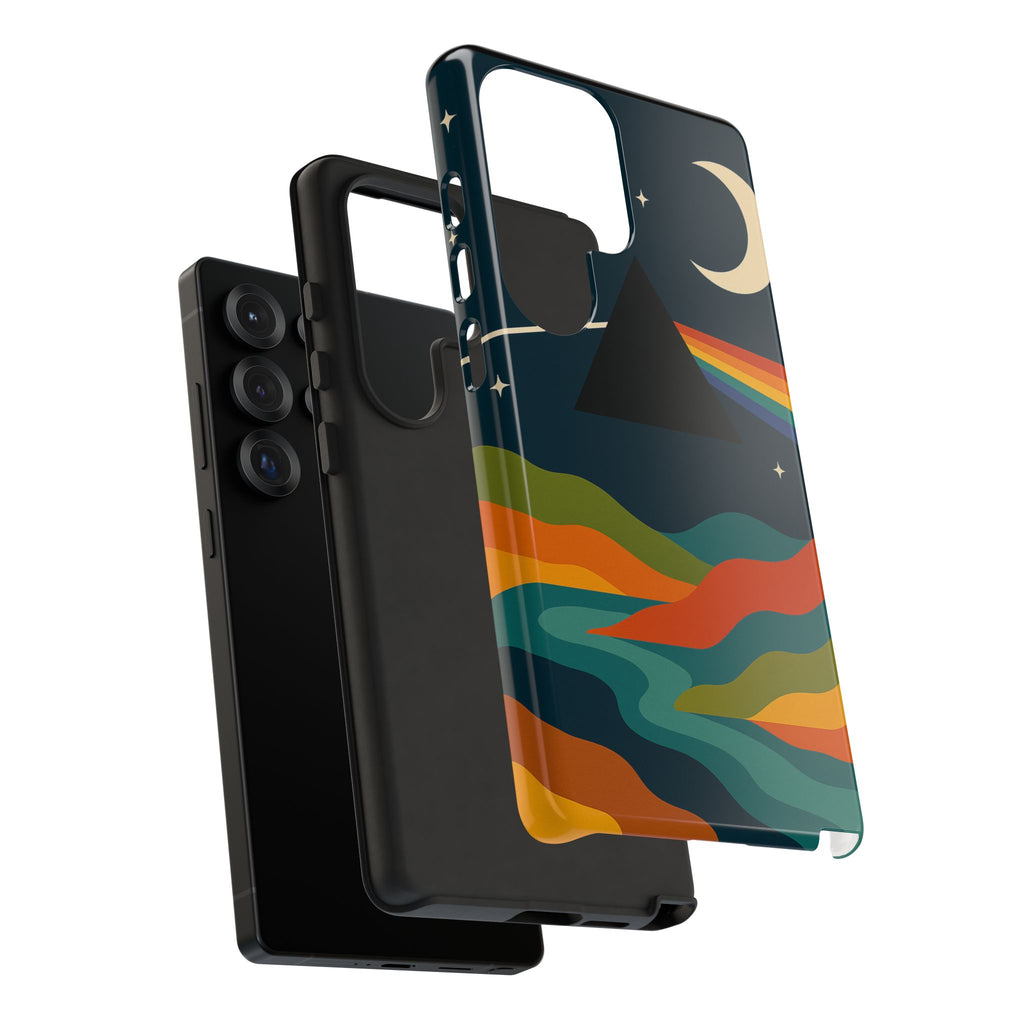 Dark Side of Moon Phone Case — Rainbow Landscape Tough Case Pink Floyd Inspired