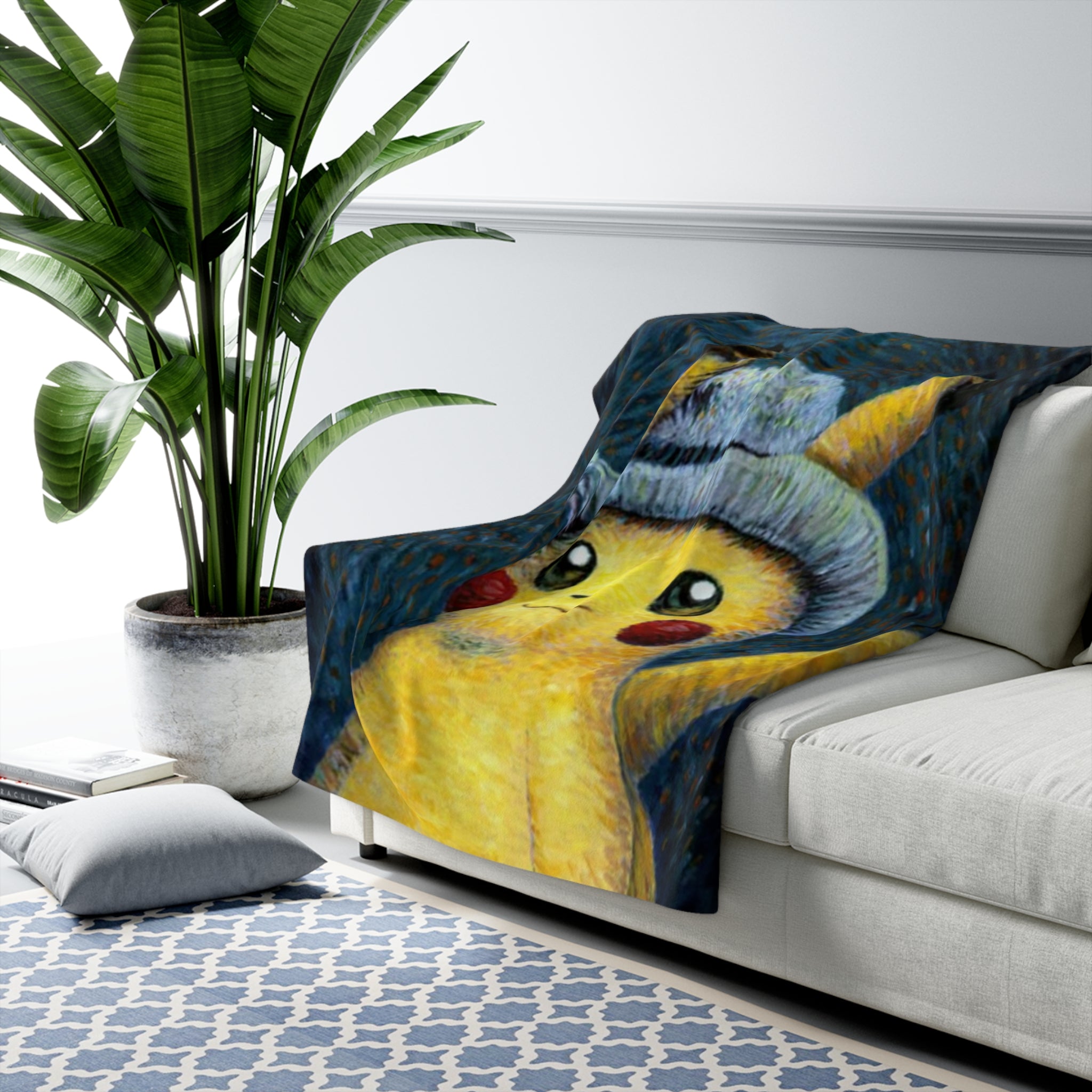 Pi-ka_chuu in Hat Sherpa Fleece Blanket - Cozy Pok-ee-monn Throw for Kids & Fans