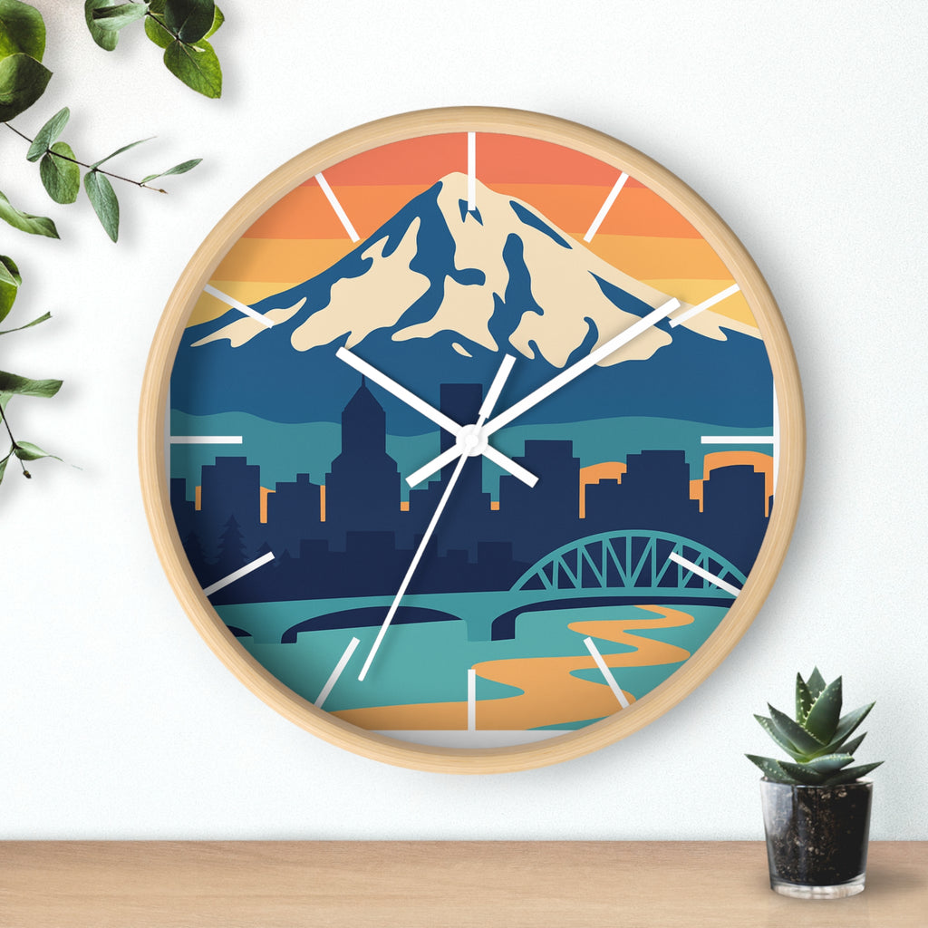 Mountain City Portland Wall Clock — Scenic Skyline CLOCK