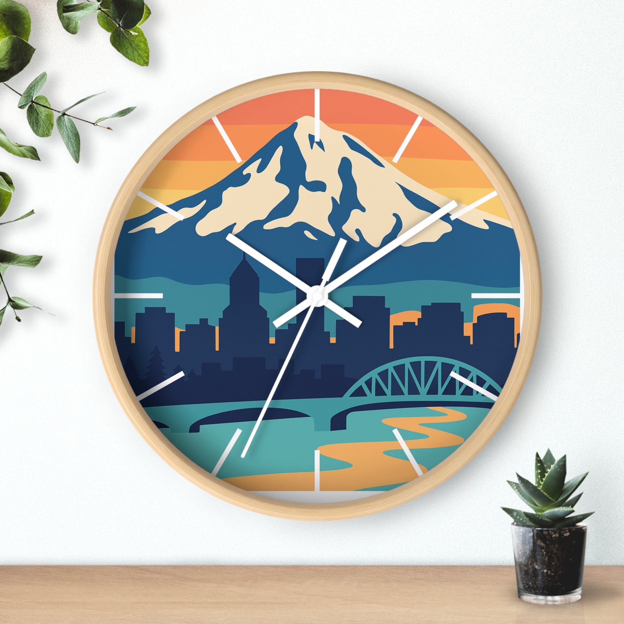 Mountain City Portland Wall Clock — Scenic Skyline CLOCK