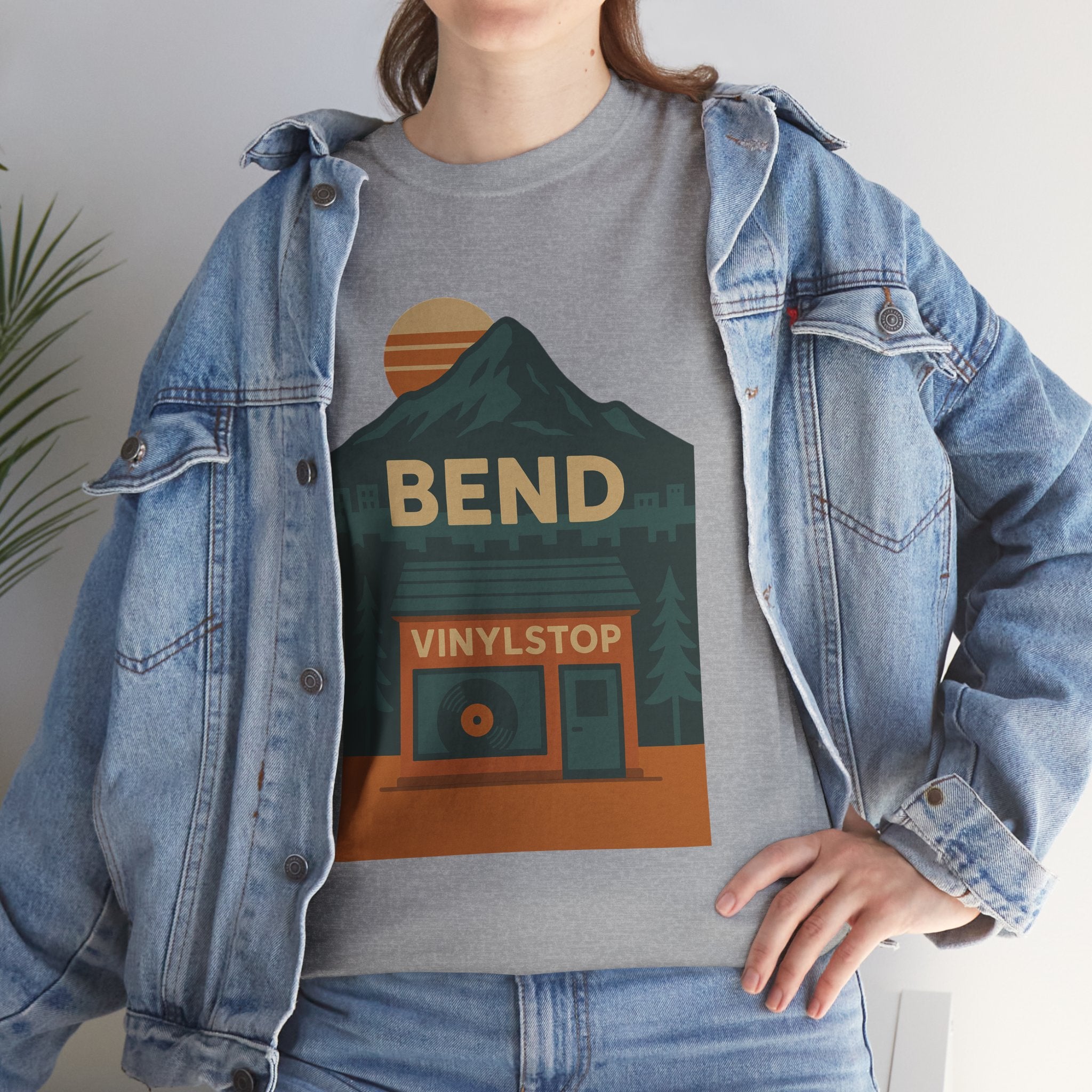 Bend Oregon Vinyl Stop T-Shirt | Mountain Record Player Tee Record Store