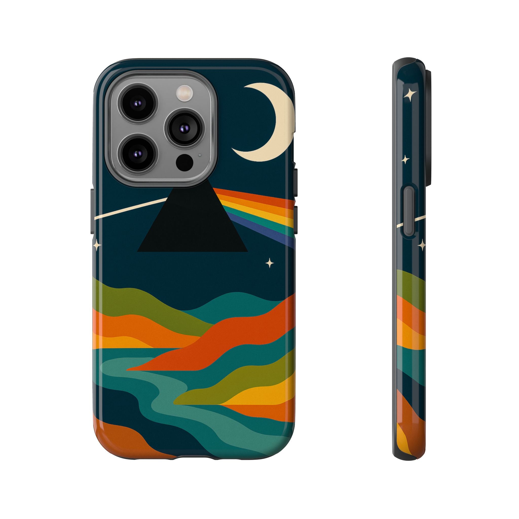 Dark Side of Moon Phone Case — Rainbow Landscape Tough Case Pink Floyd Inspired