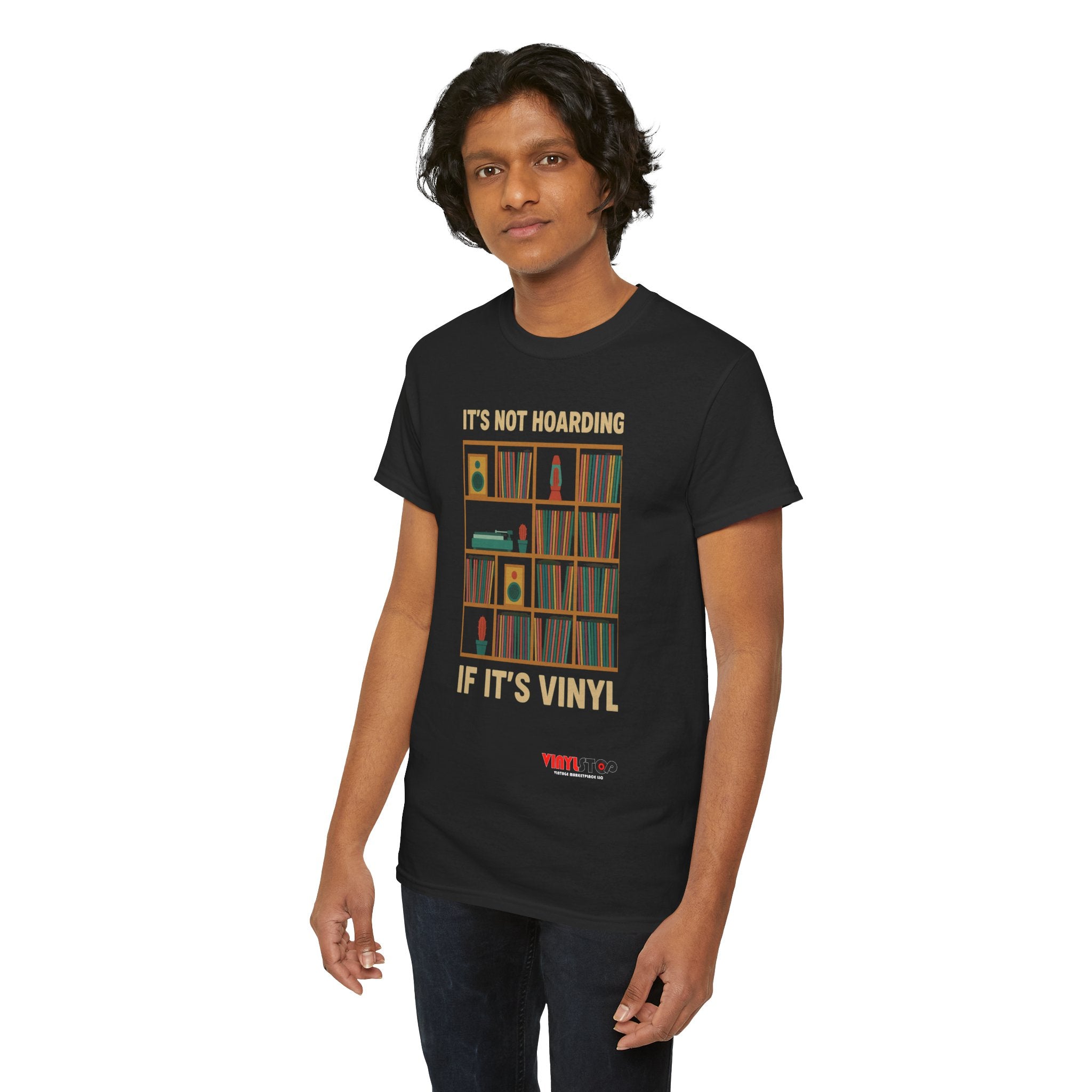 It's Not Hoarding If It's Vinyl T-Shirt | Record Shelf Graphic Tee vinyl collector albums records tshirt