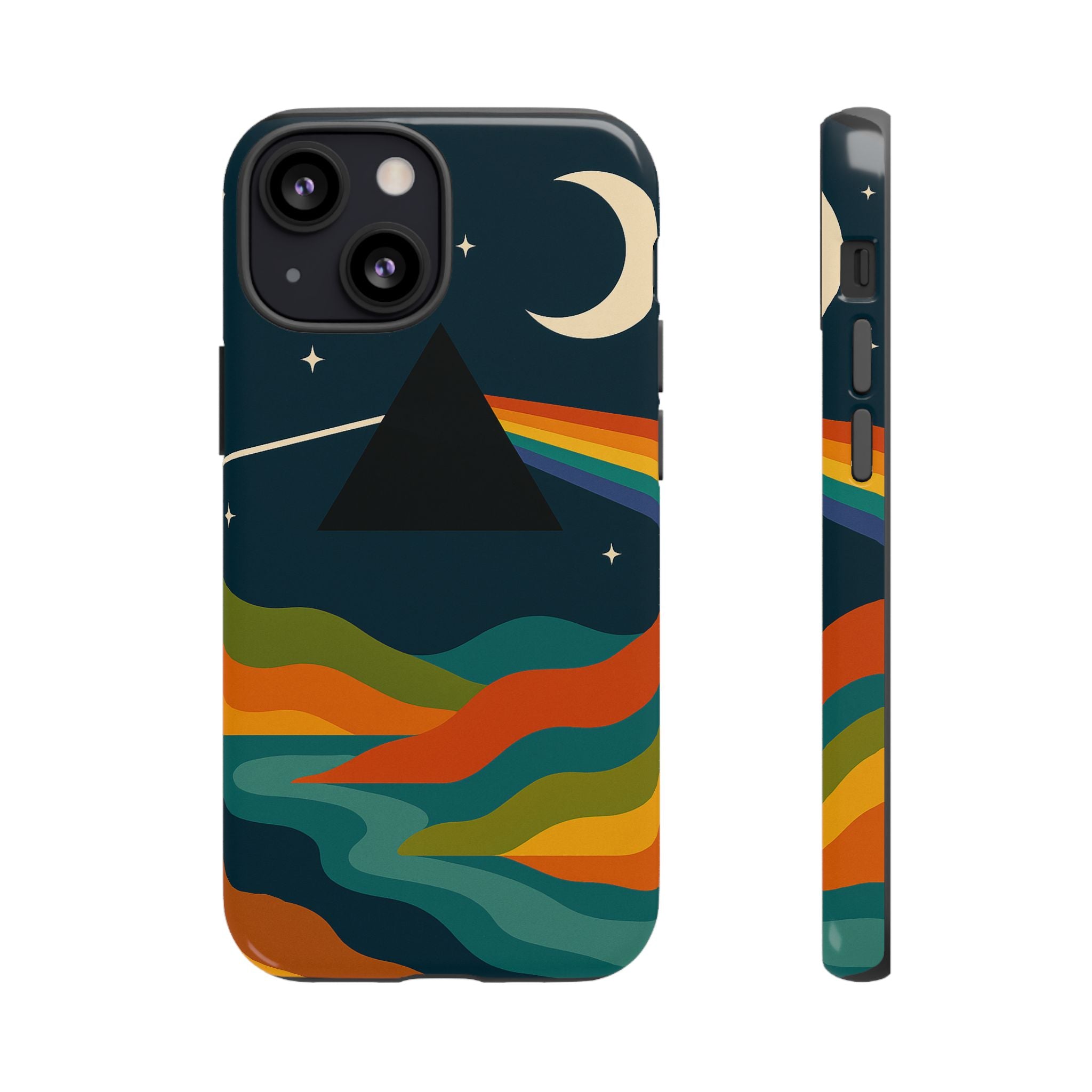 Dark Side of Moon Phone Case — Rainbow Landscape Tough Case Pink Floyd Inspired