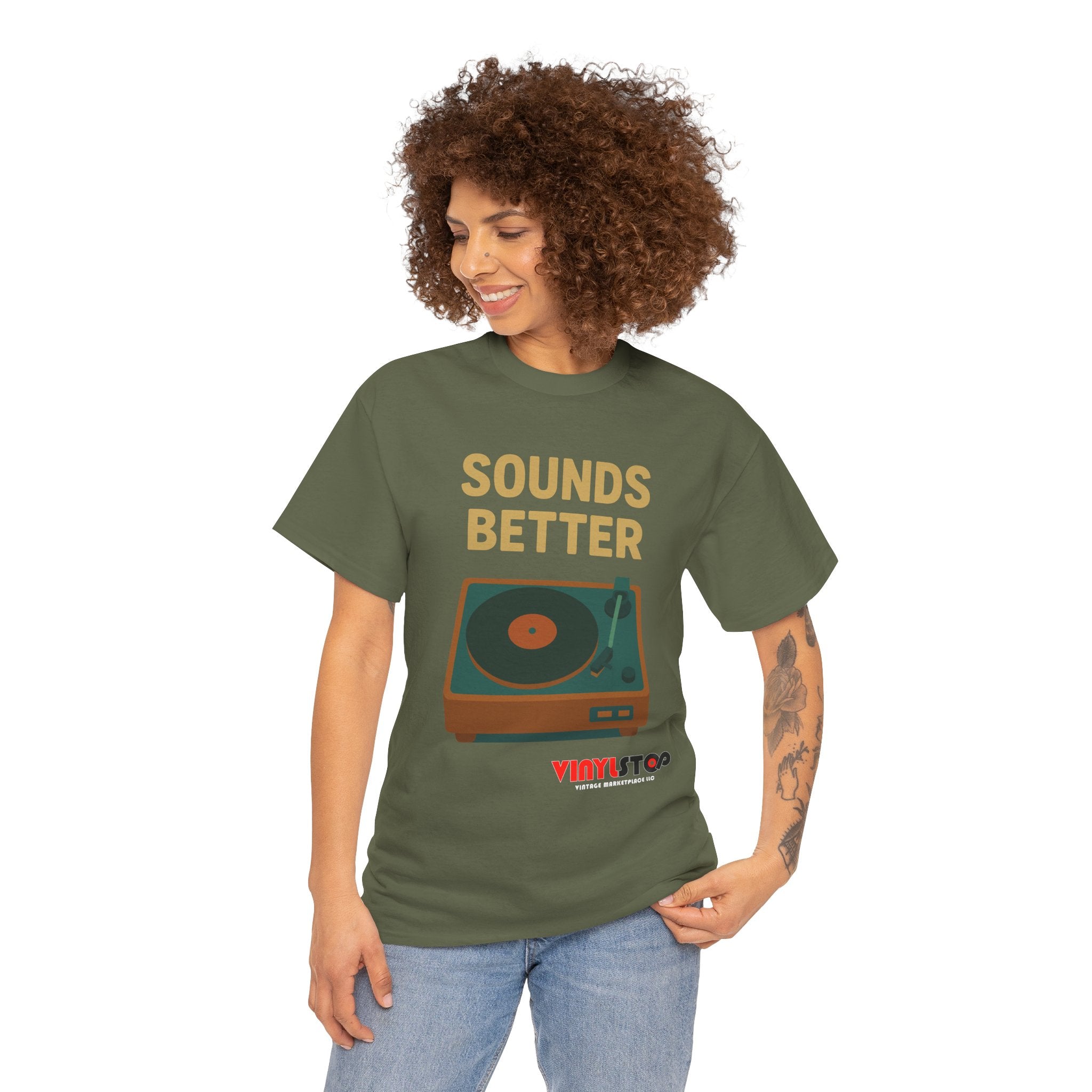 Sounds Better on Vinyl Record T-Shirt | Turntable Graphic Tee