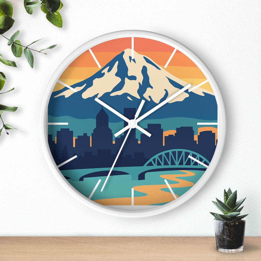 Mountain City Portland Wall Clock — Scenic Skyline CLOCK