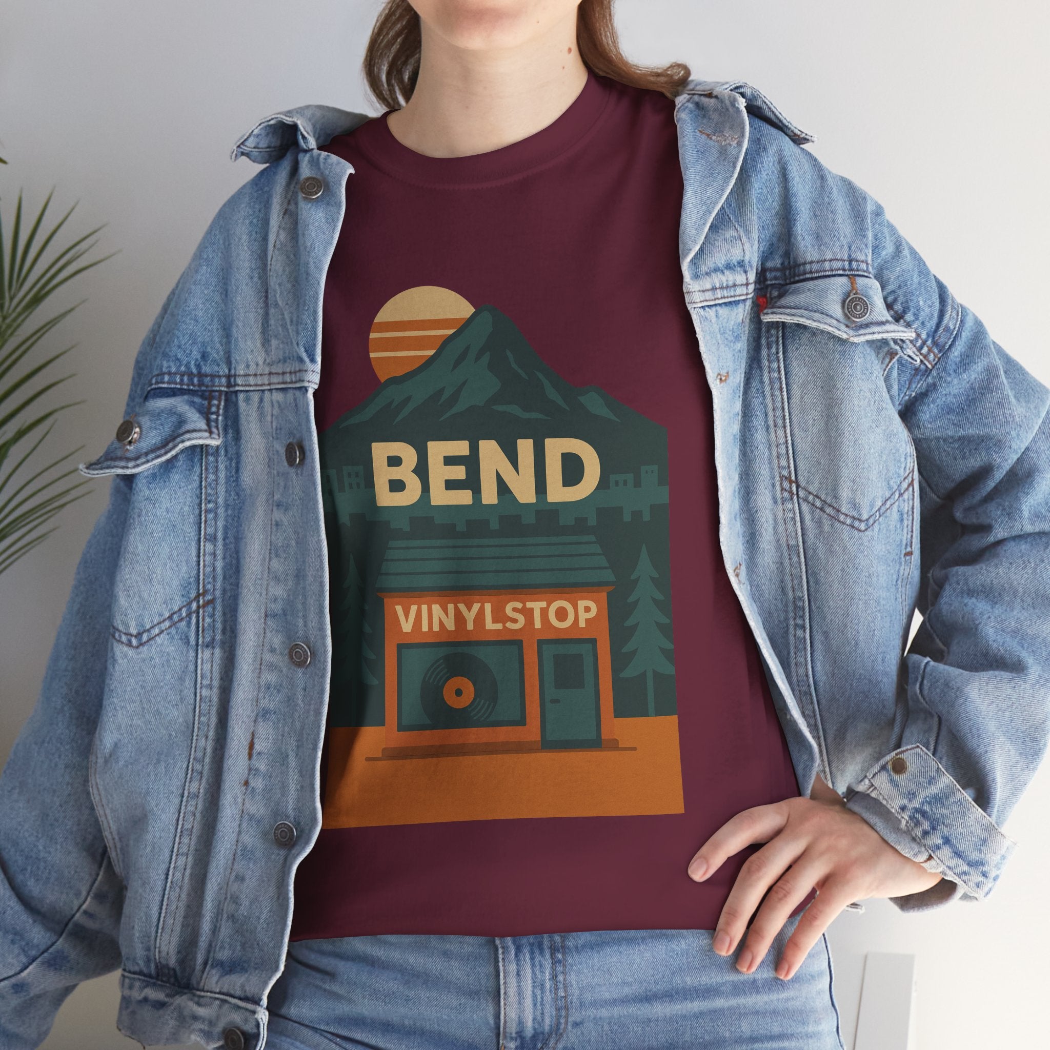 Bend Oregon Vinyl Stop T-Shirt | Mountain Record Player Tee Record Store