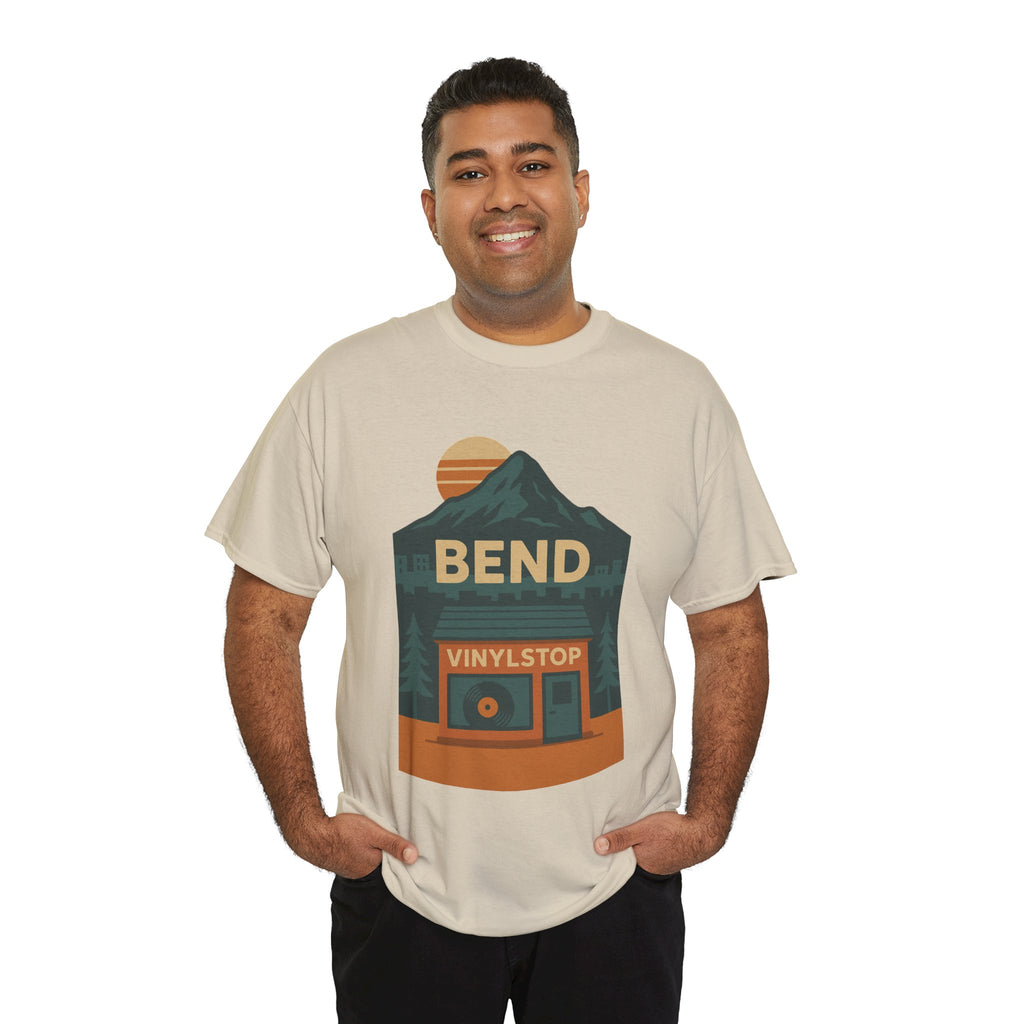 Bend Oregon Vinyl Stop T-Shirt | Mountain Record Player Tee Record Store