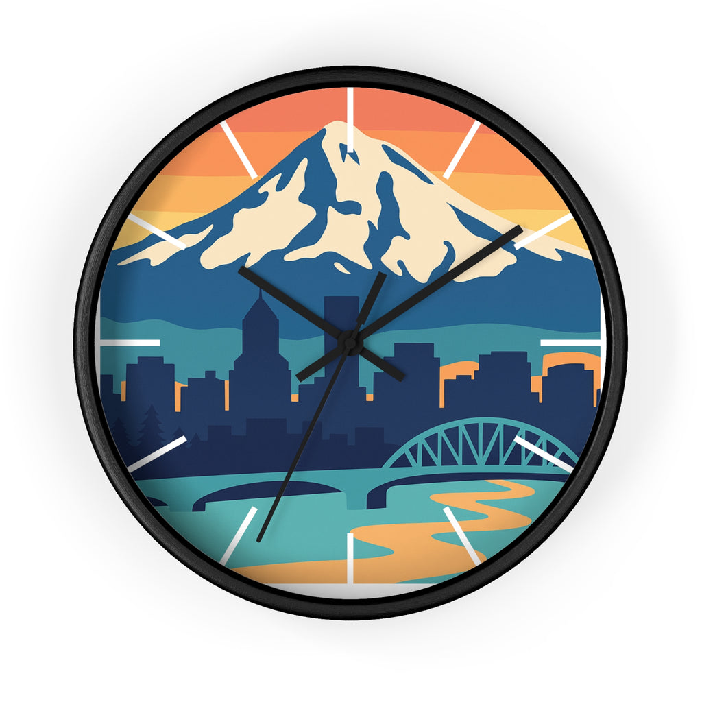 Mountain City Portland Wall Clock — Scenic Skyline CLOCK