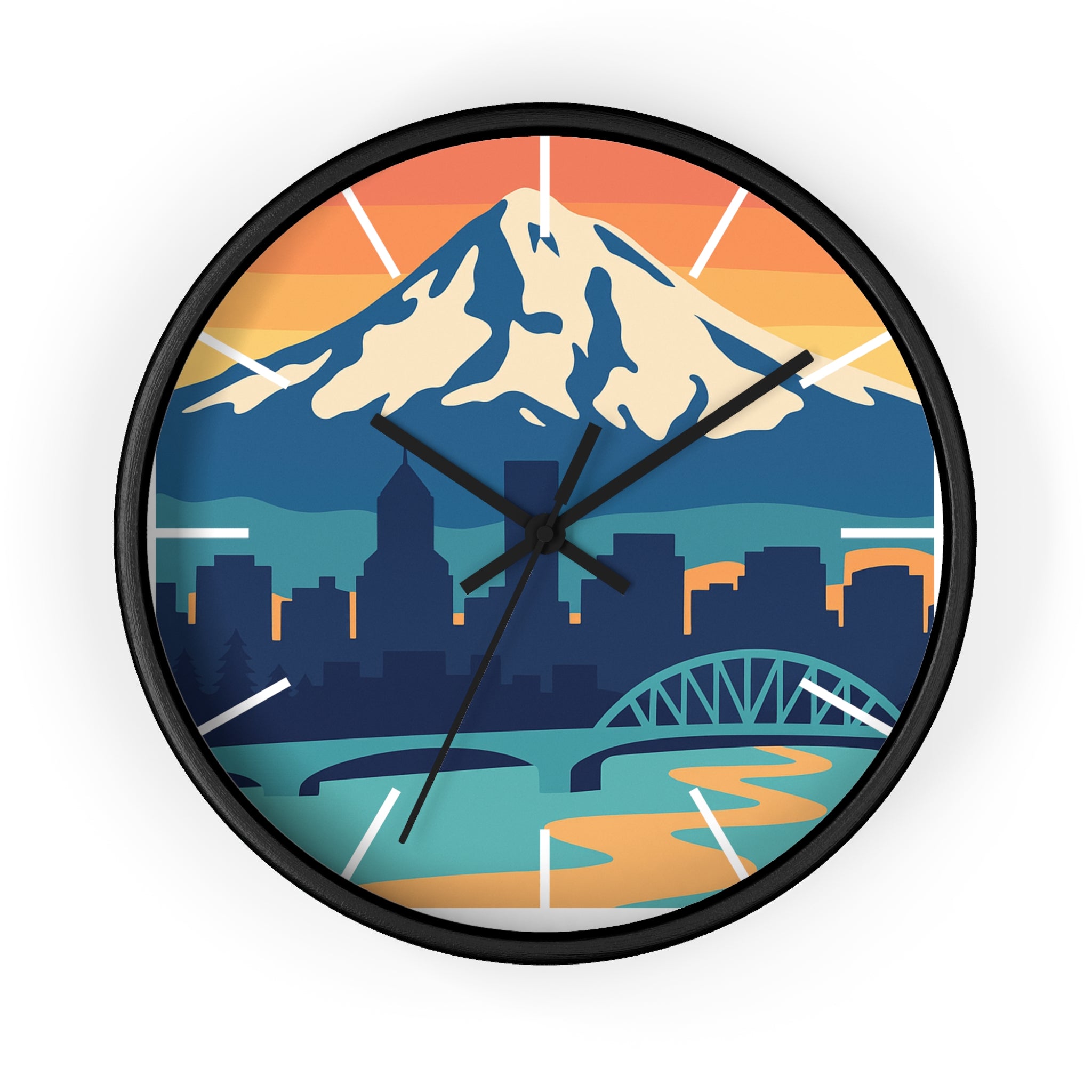 Mountain City Portland Wall Clock — Scenic Skyline CLOCK