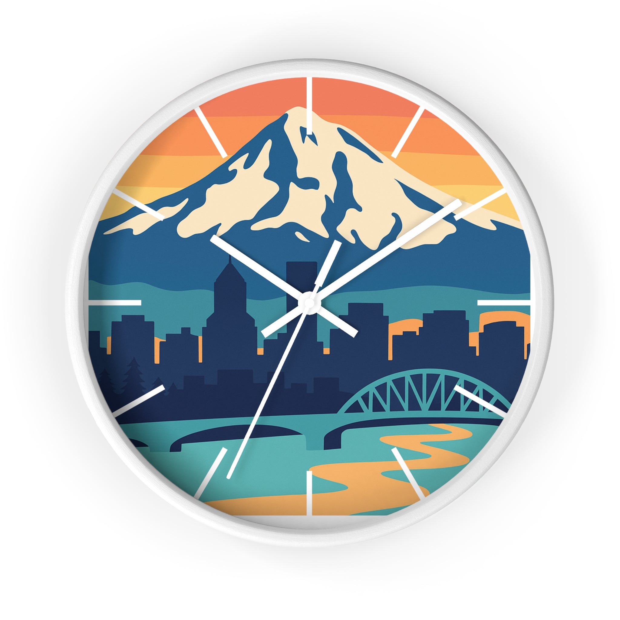 Mountain City Portland Wall Clock — Scenic Skyline CLOCK