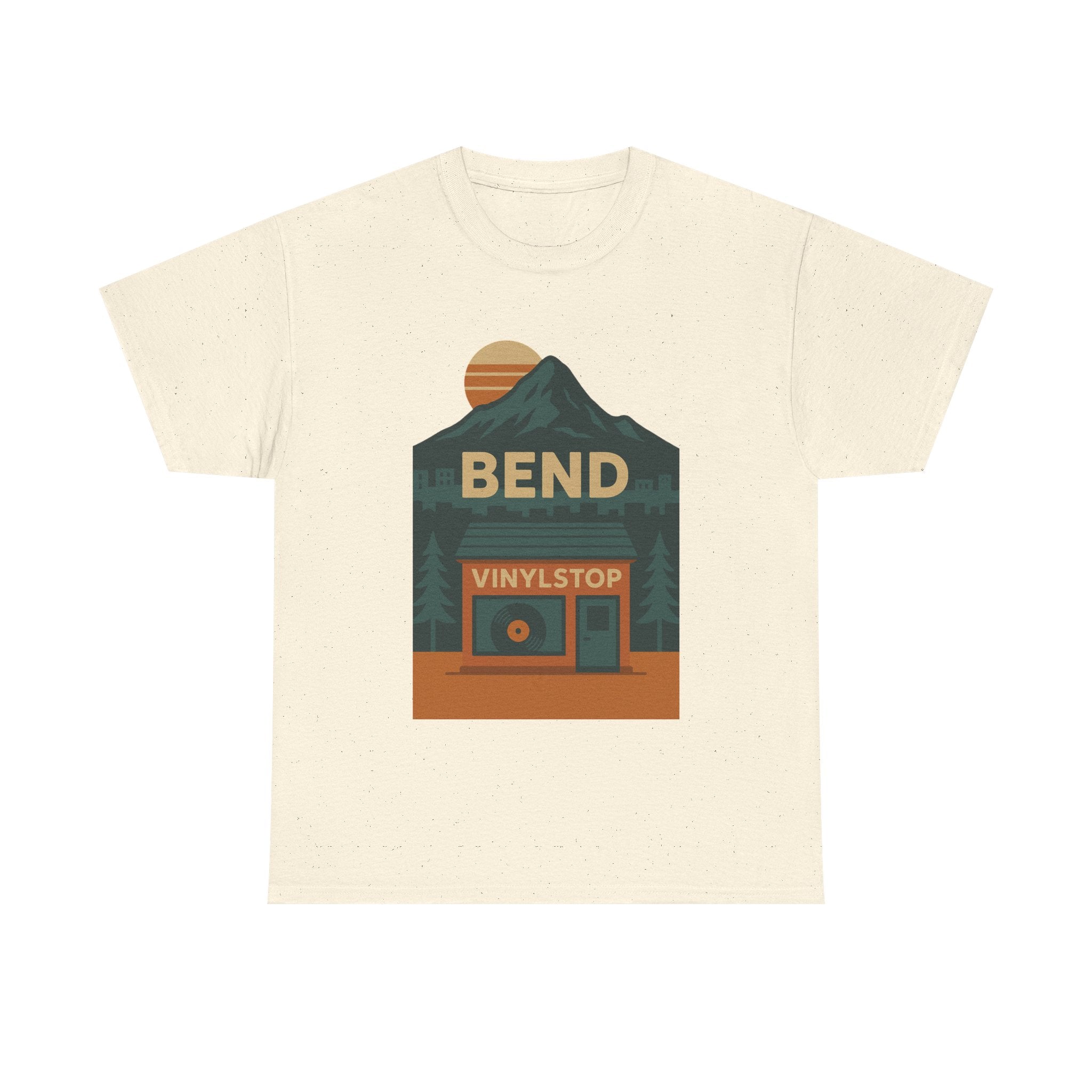 Bend Oregon Vinyl Stop T-Shirt | Mountain Record Player Tee Record Store