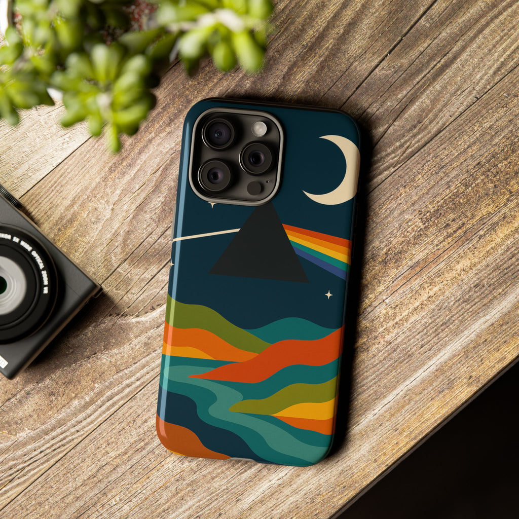 Dark Side of Moon Phone Case — Rainbow Landscape Tough Case Pink Floyd Inspired
