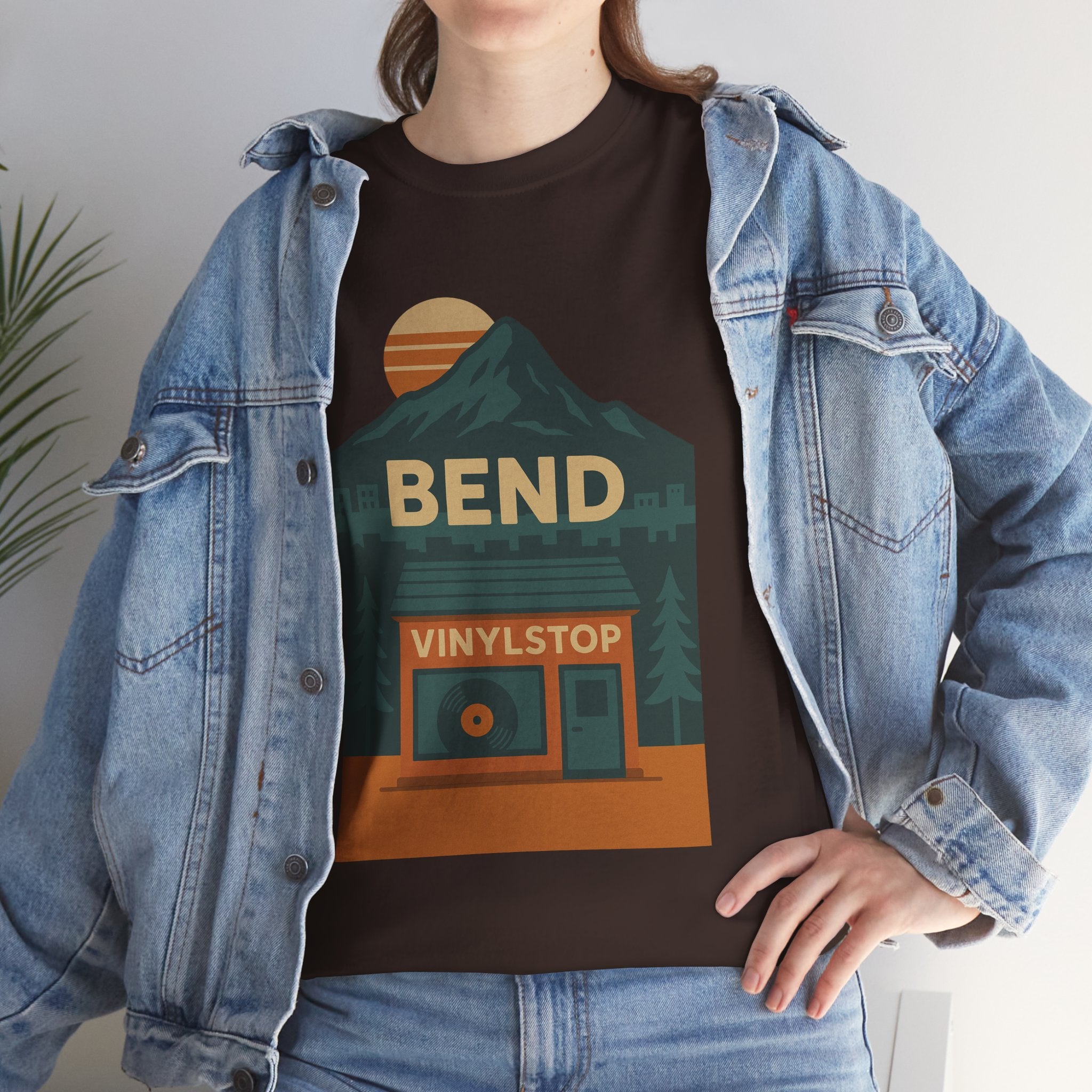 Bend Oregon Vinyl Stop T-Shirt | Mountain Record Player Tee Record Store