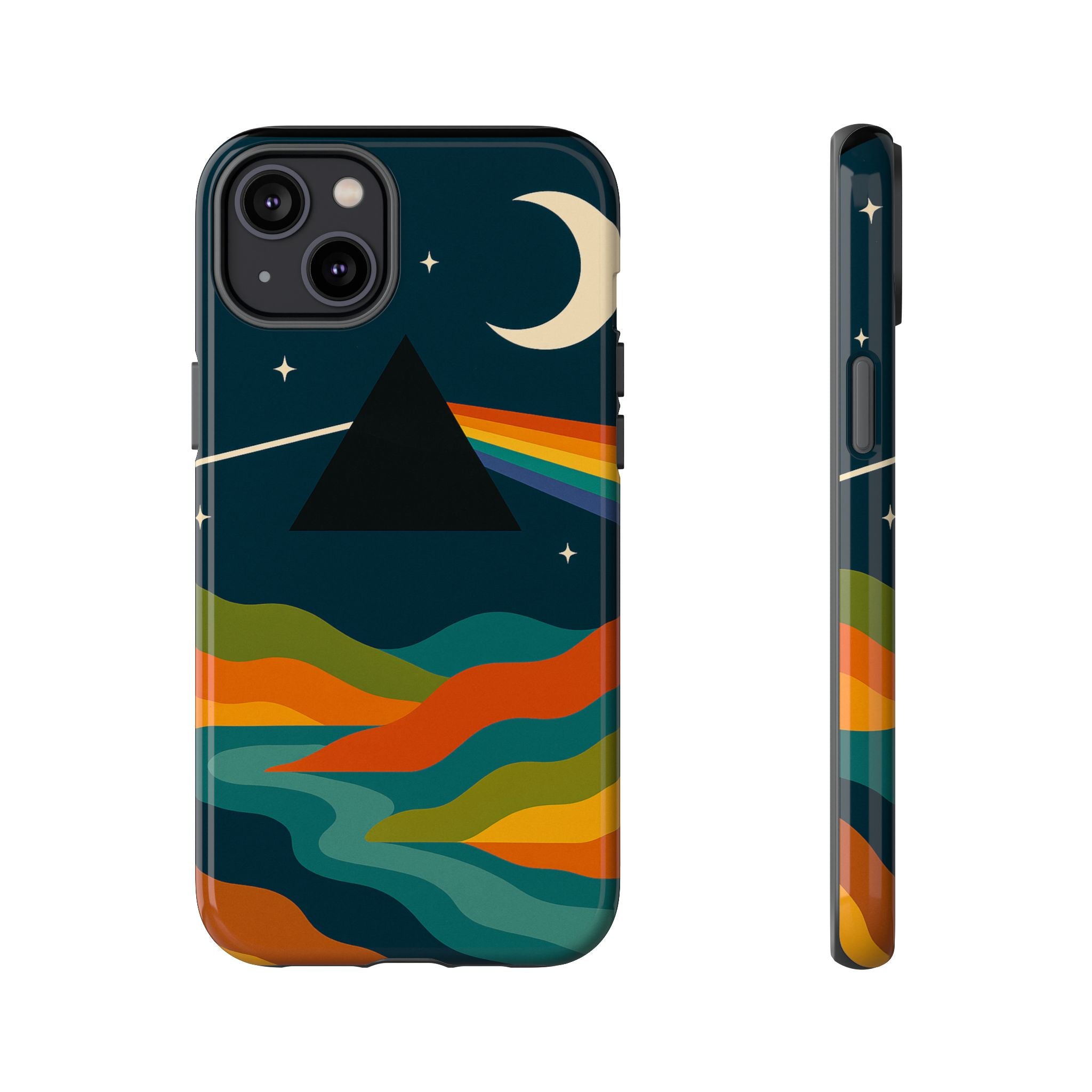 Dark Side of Moon Phone Case — Rainbow Landscape Tough Case Pink Floyd Inspired