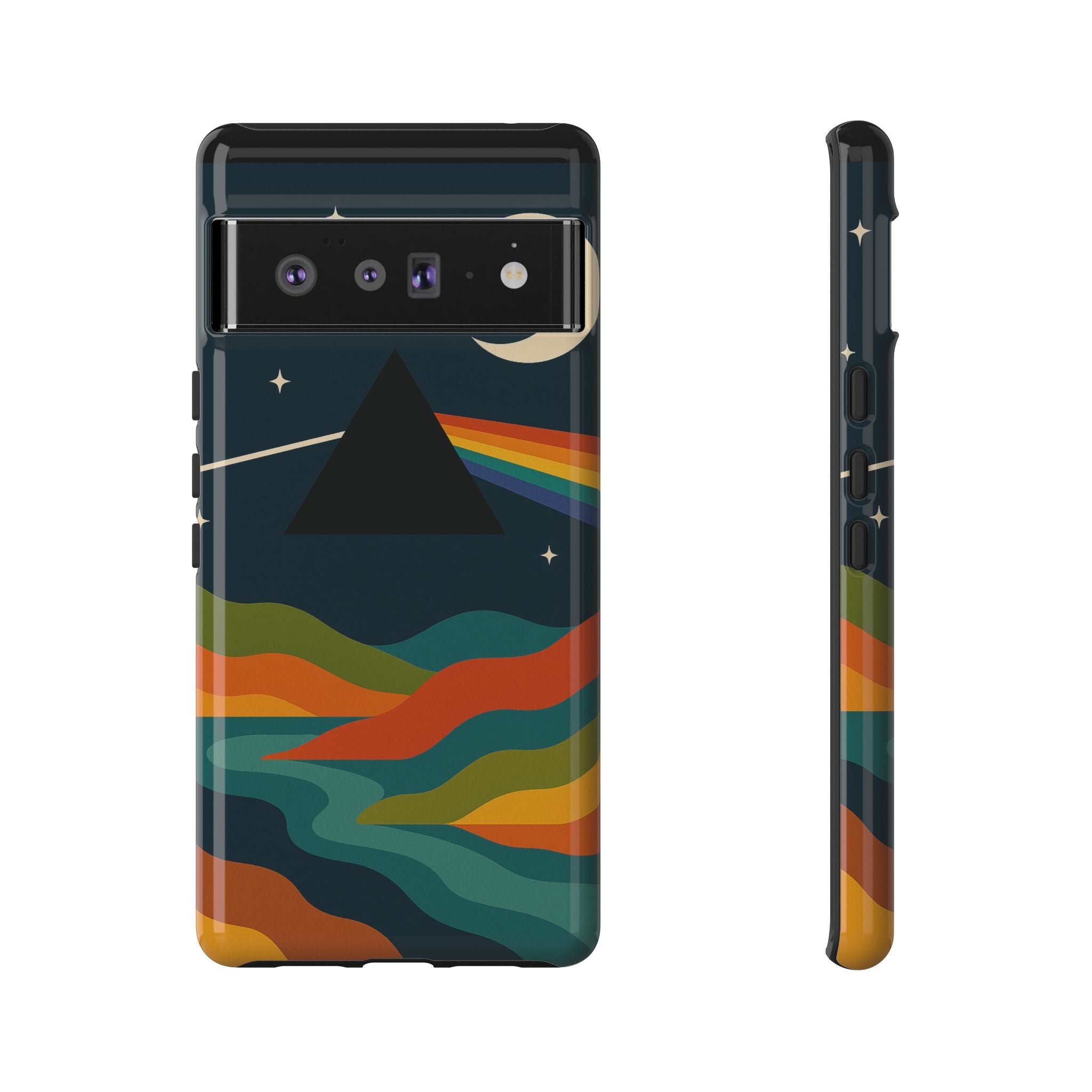 Dark Side of Moon Phone Case — Rainbow Landscape Tough Case Pink Floyd Inspired