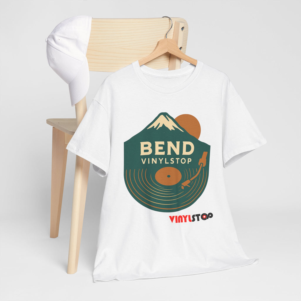 Bend Oregon Vinyl Stop T-Shirt | Mountain Record Player Tee Record Store