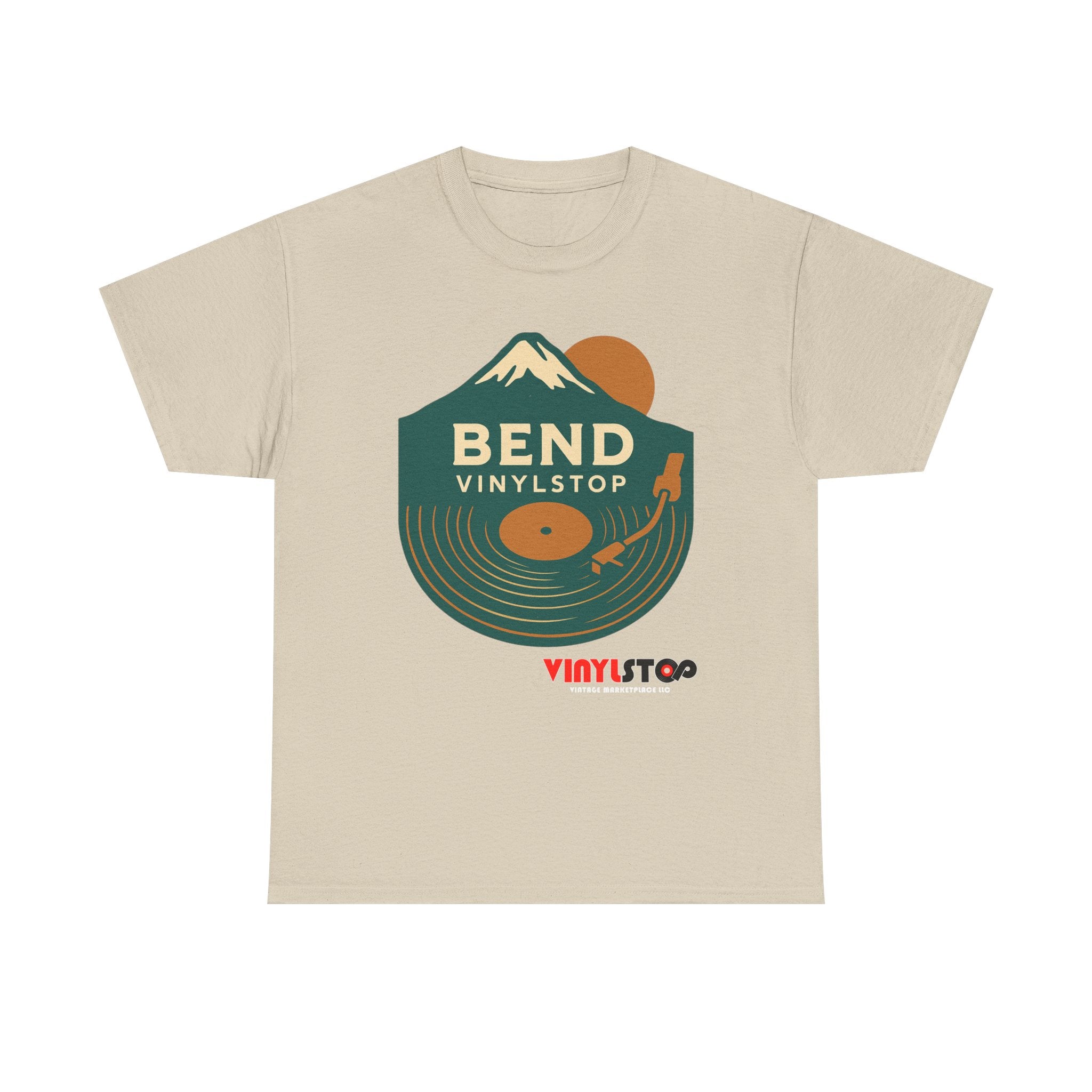 Bend Oregon Vinyl Stop T-Shirt | Mountain Record Player Tee Record Store
