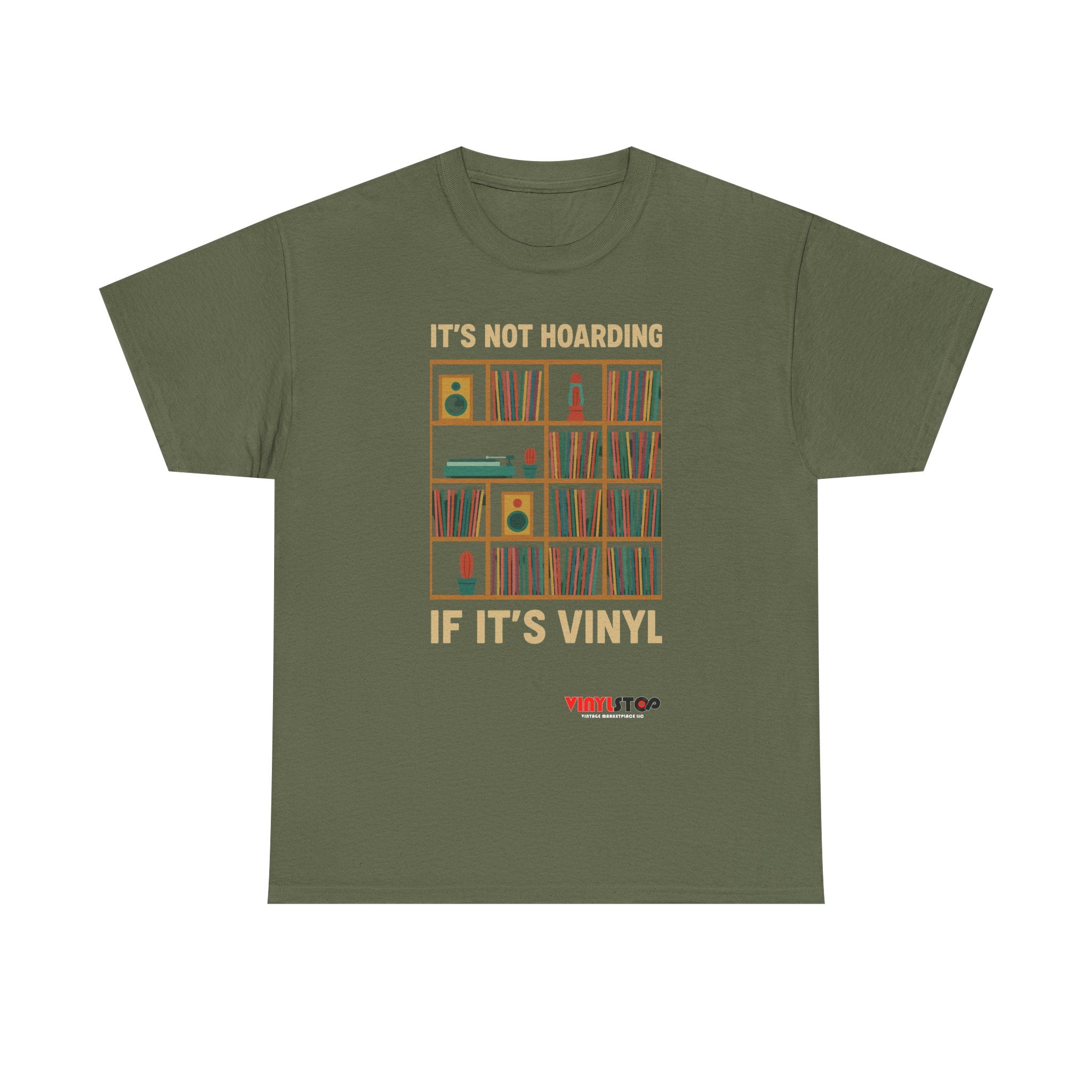 It's Not Hoarding If It's Vinyl T-Shirt | Record Shelf Graphic Tee vinyl collector albums records tshirt