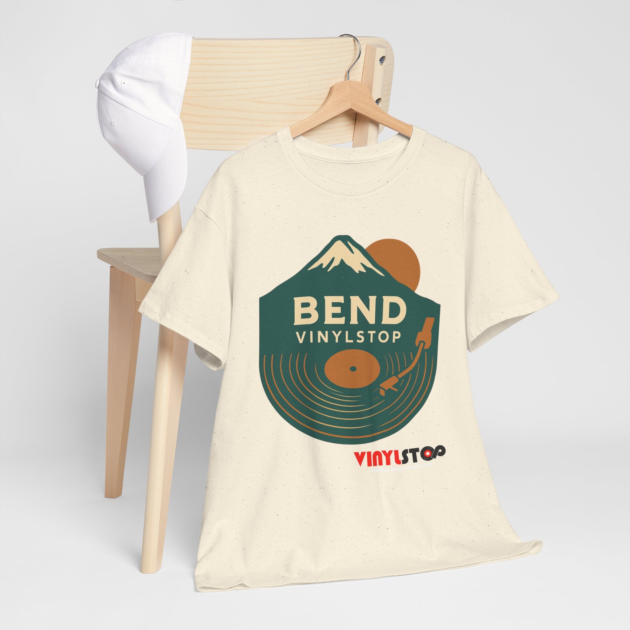 Bend Oregon Vinyl Stop T-Shirt | Mountain Record Player Tee Record Store