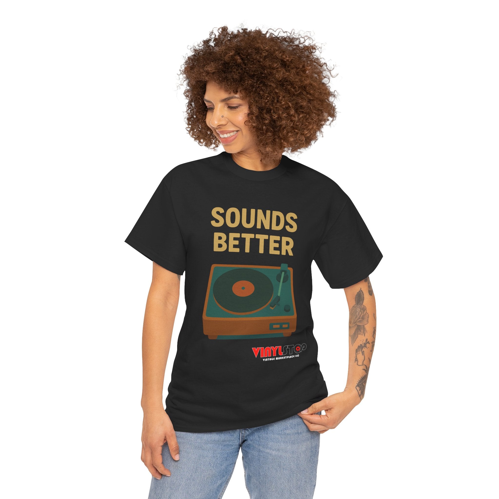 Sounds Better on Vinyl Record T-Shirt | Turntable Graphic Tee
