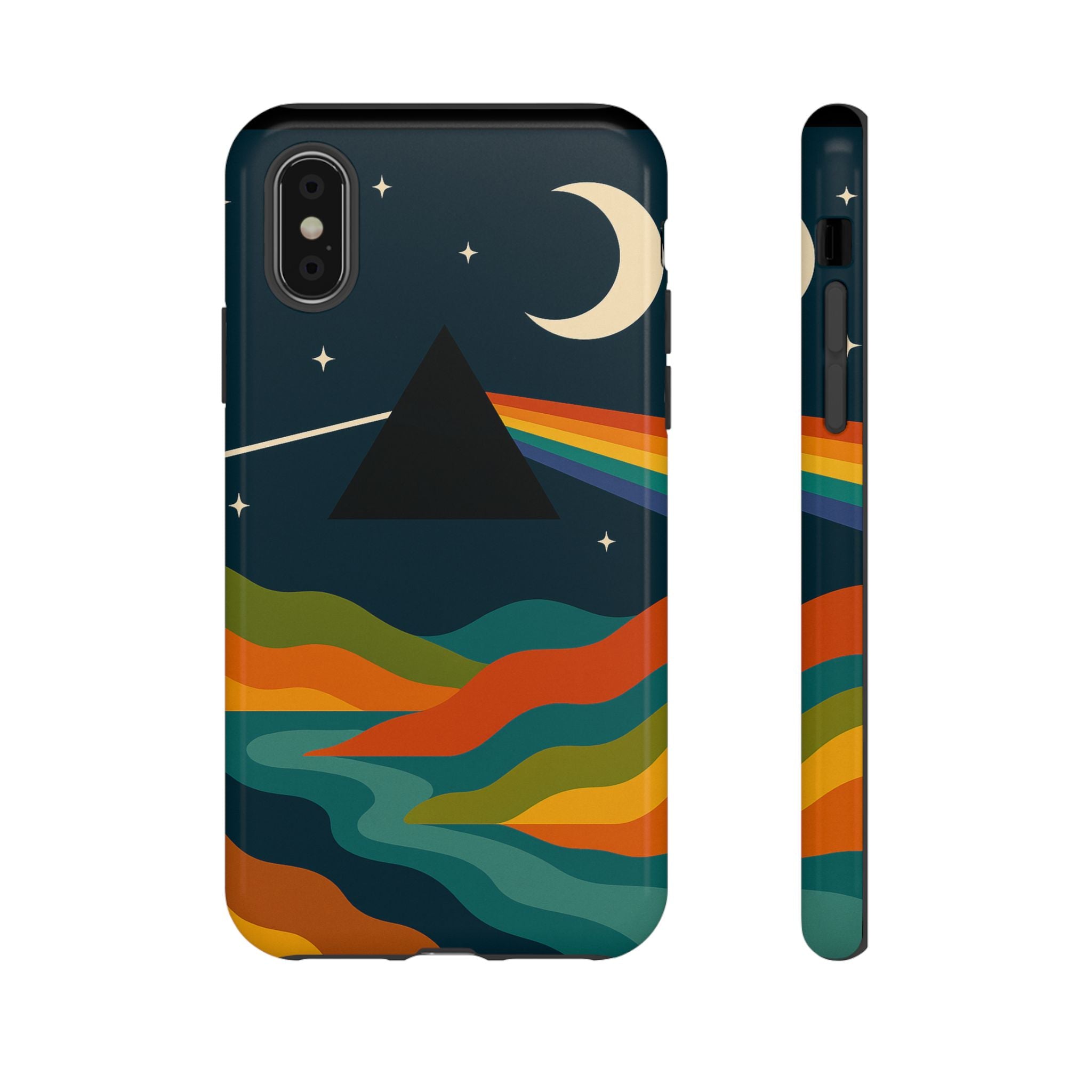 Dark Side of Moon Phone Case — Rainbow Landscape Tough Case Pink Floyd Inspired
