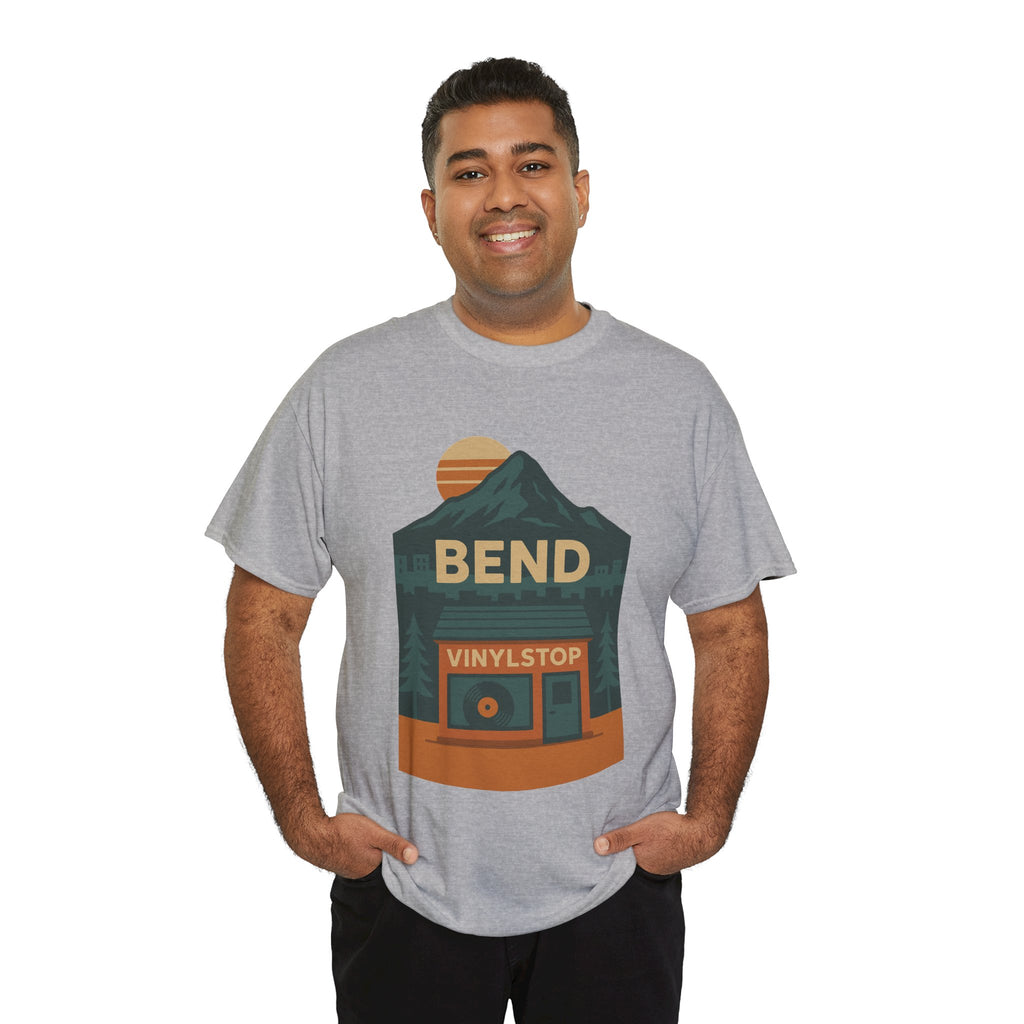 Bend Oregon Vinyl Stop T-Shirt | Mountain Record Player Tee Record Store
