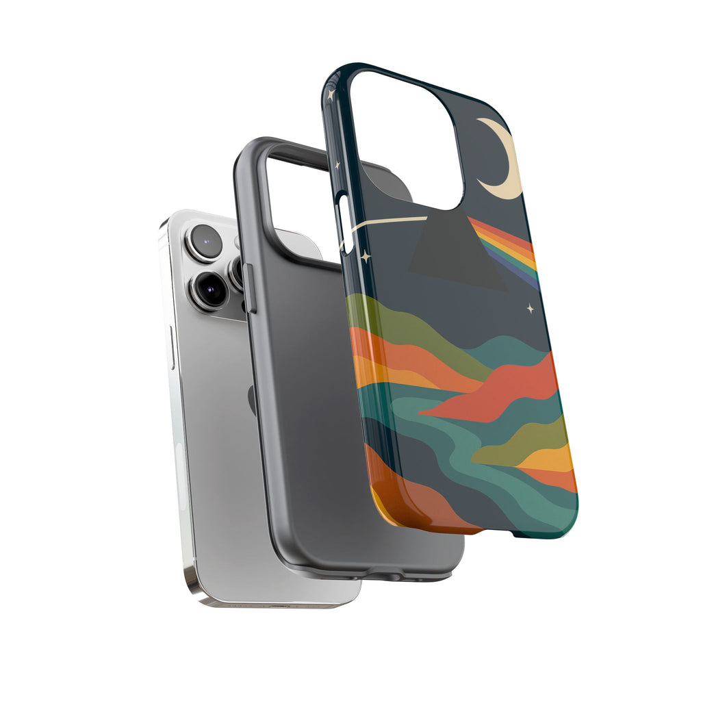 Dark Side of Moon Phone Case — Rainbow Landscape Tough Case Pink Floyd Inspired
