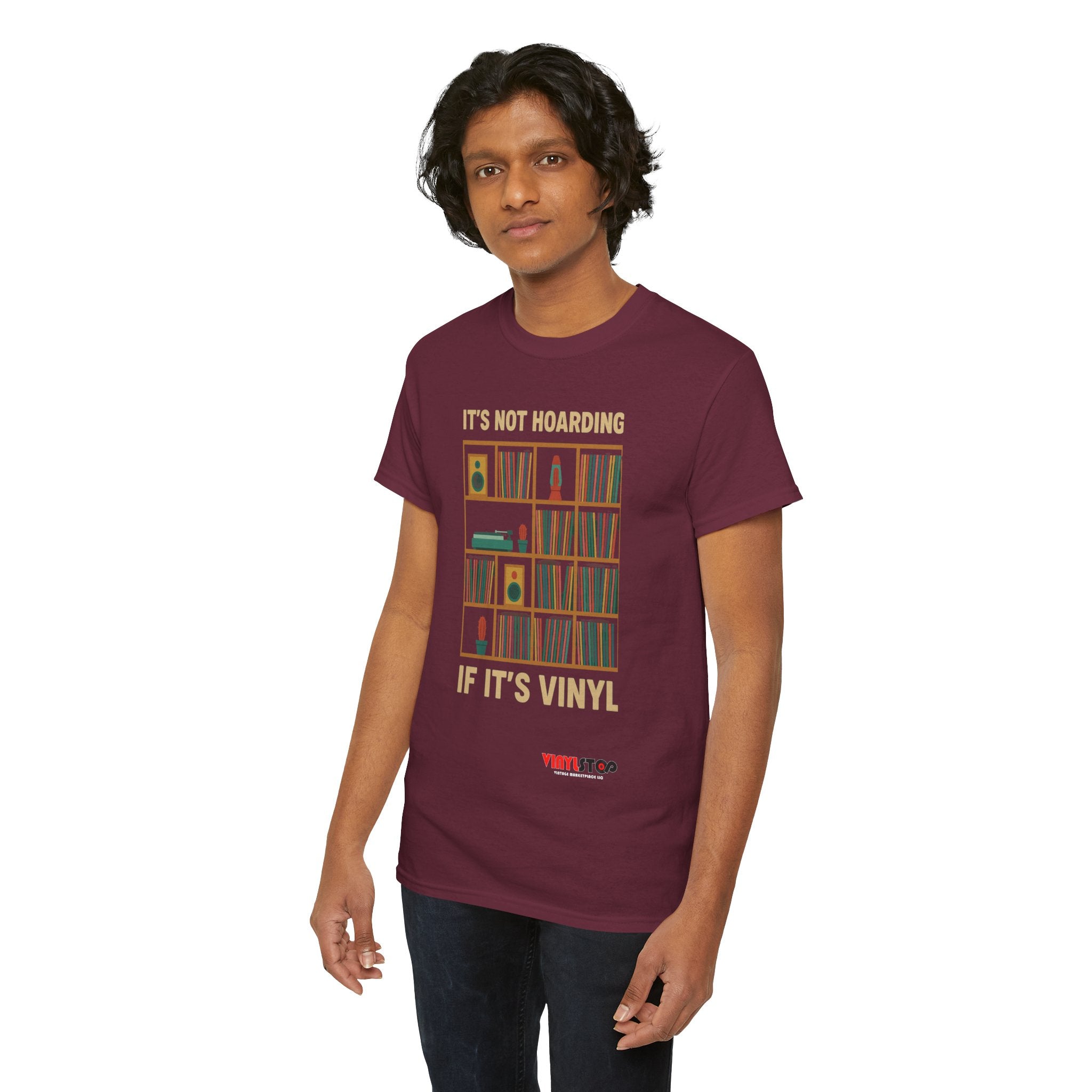 It's Not Hoarding If It's Vinyl T-Shirt | Record Shelf Graphic Tee vinyl collector albums records tshirt