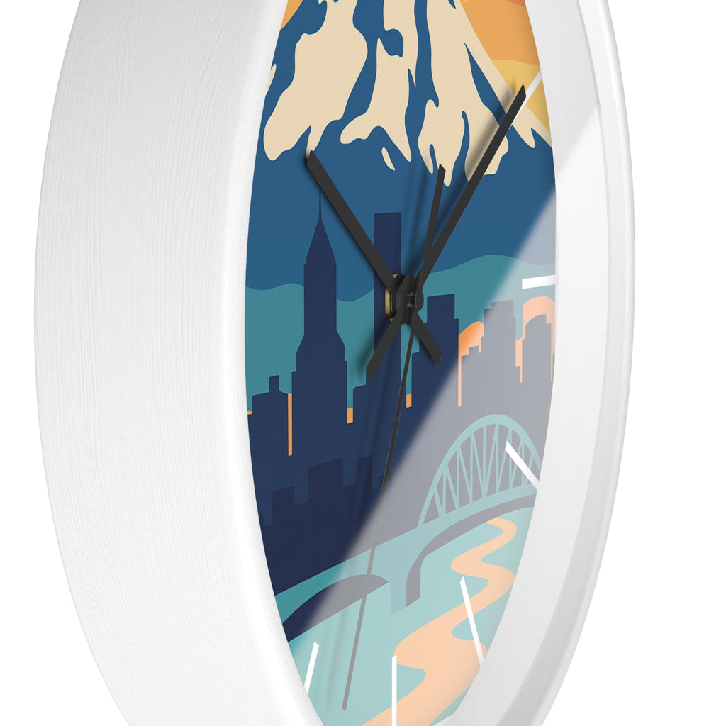 Mountain City Portland Wall Clock — Scenic Skyline CLOCK