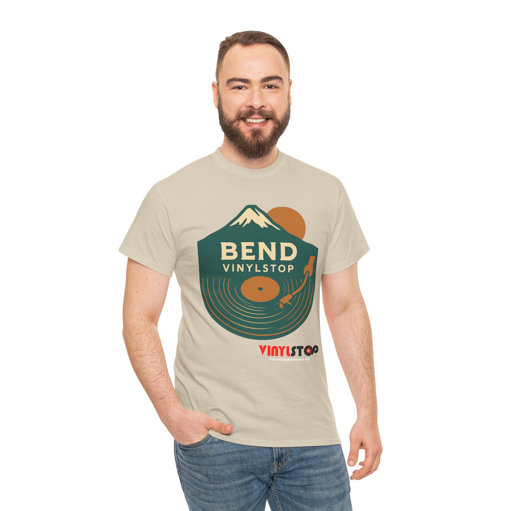 Bend Oregon Vinyl Stop T-Shirt | Mountain Record Player Tee Record Store