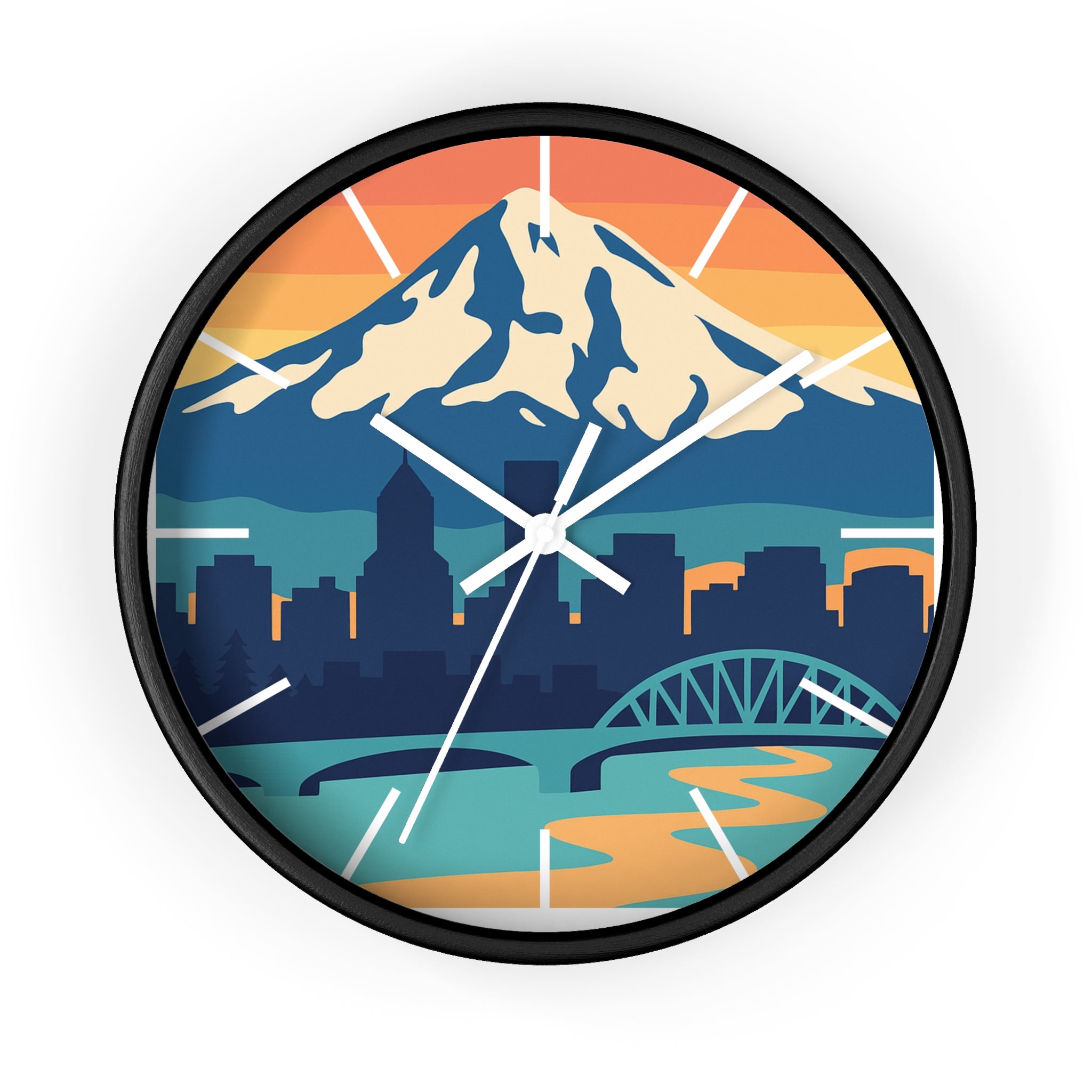 Mountain City Portland Wall Clock — Scenic Skyline CLOCK