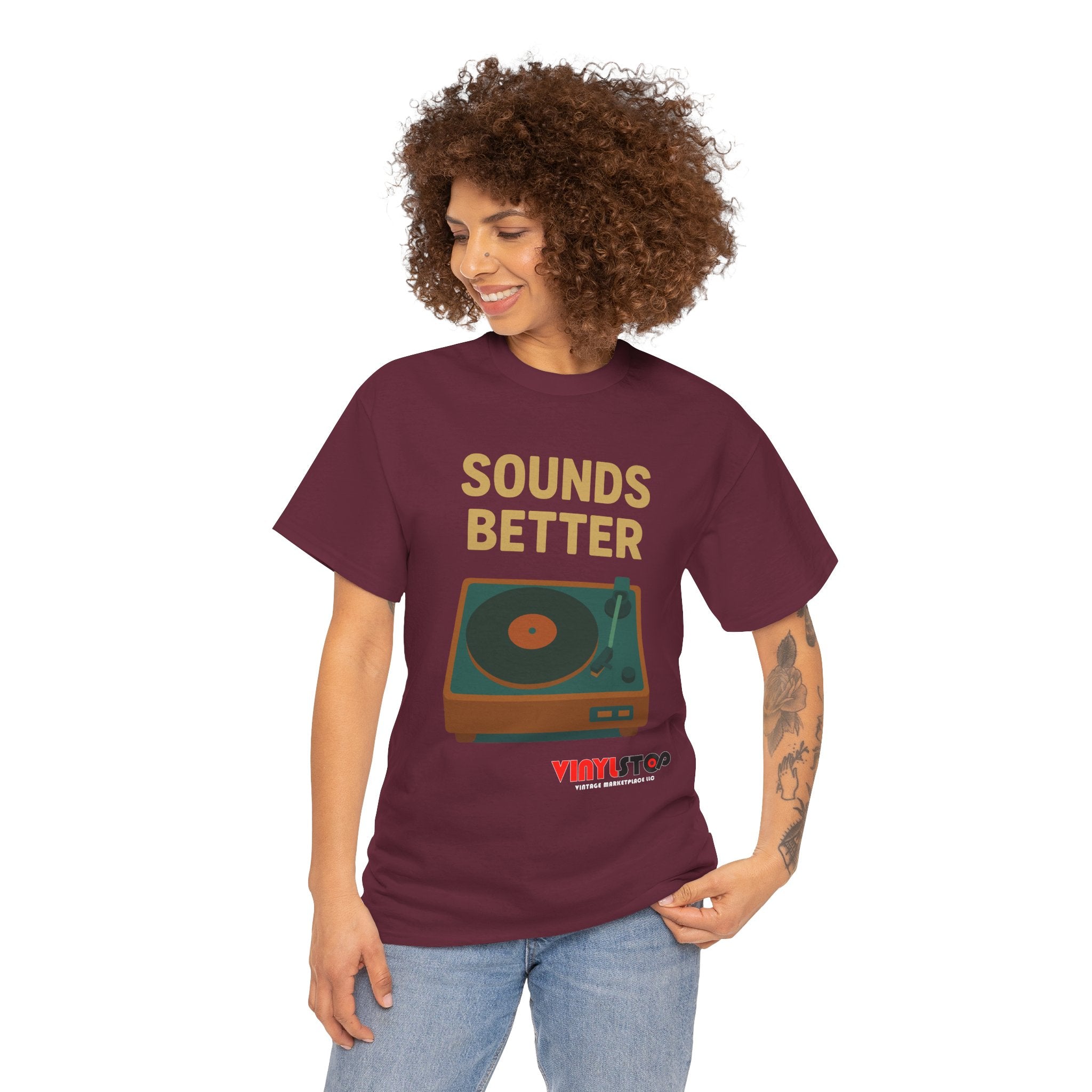 Sounds Better on Vinyl Record T-Shirt | Turntable Graphic Tee