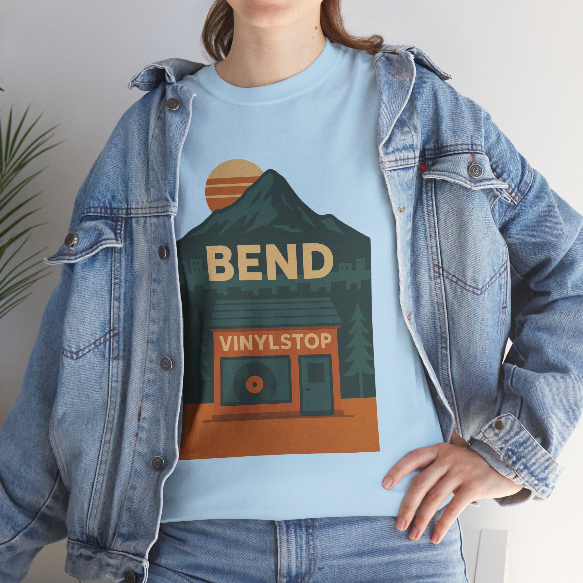 Bend Oregon Vinyl Stop T-Shirt | Mountain Record Player Tee Record Store
