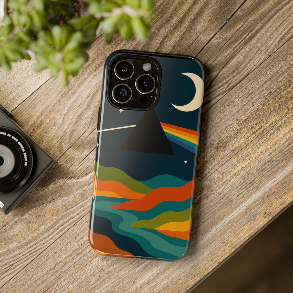 Dark Side of Moon Phone Case — Rainbow Landscape Tough Case Pink Floyd Inspired