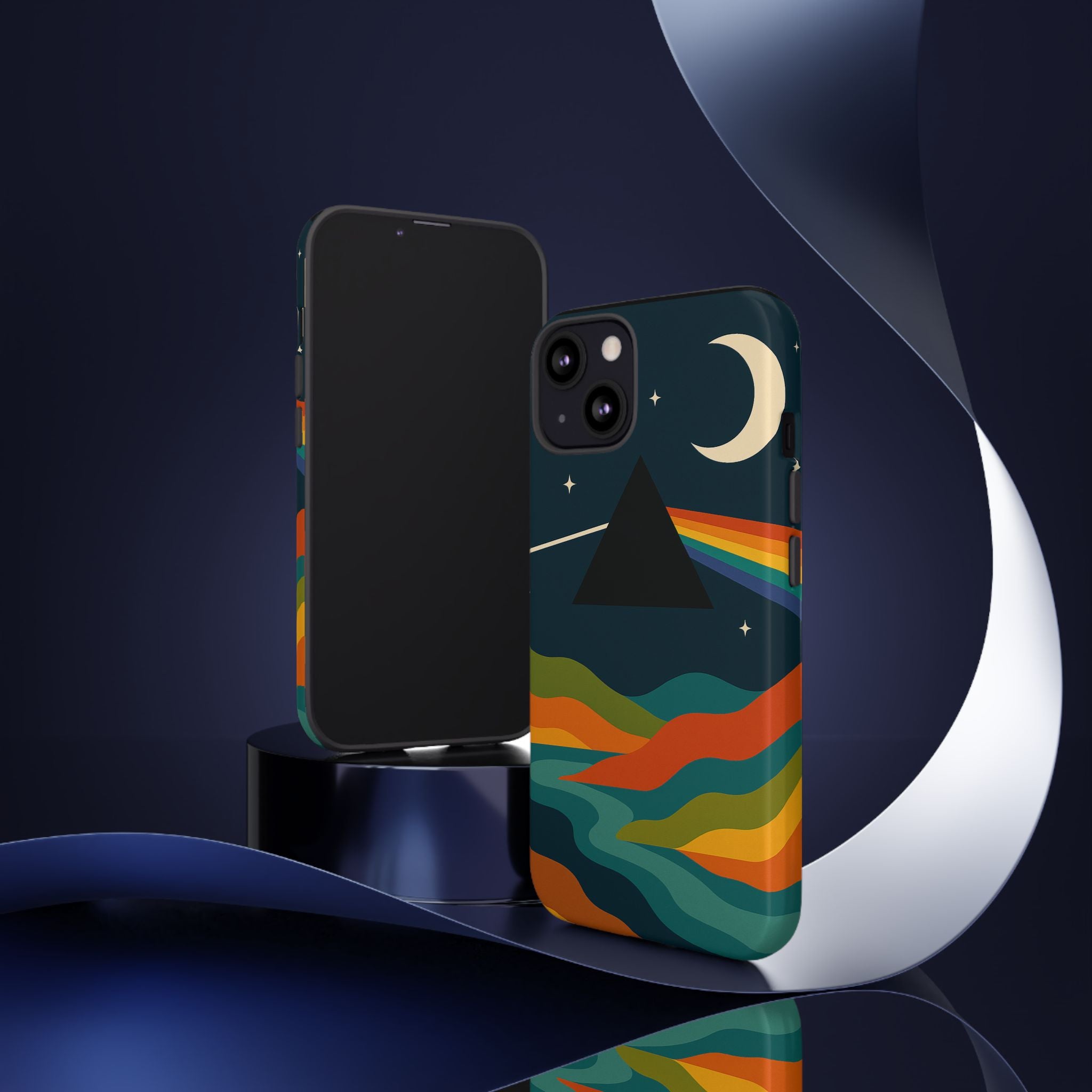 Dark Side of Moon Phone Case — Rainbow Landscape Tough Case Pink Floyd Inspired