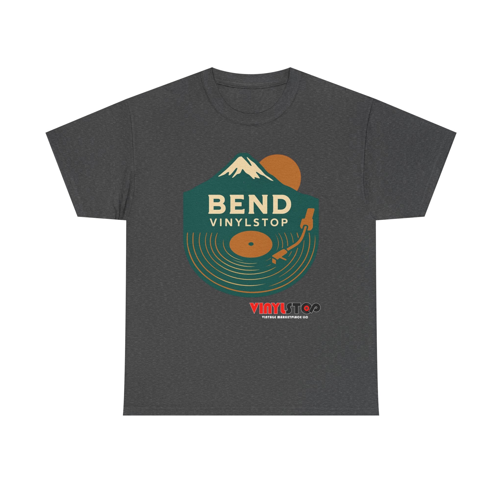 Bend Oregon Vinyl Stop T-Shirt | Mountain Record Player Tee Record Store