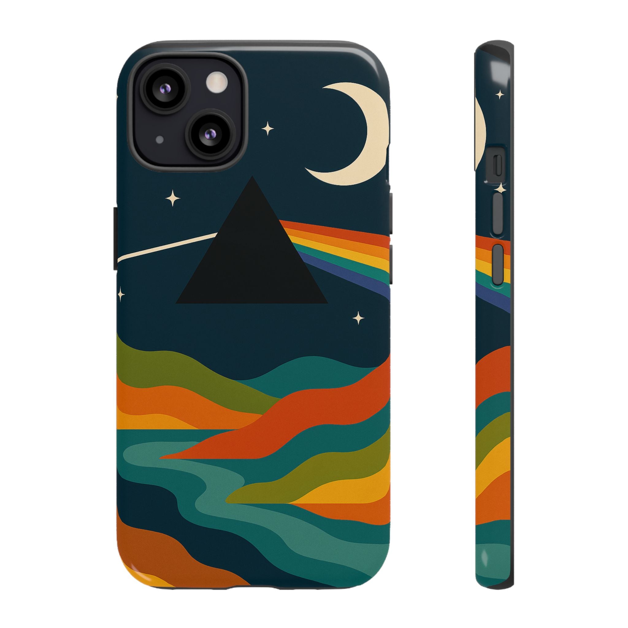Dark Side of Moon Phone Case — Rainbow Landscape Tough Case Pink Floyd Inspired