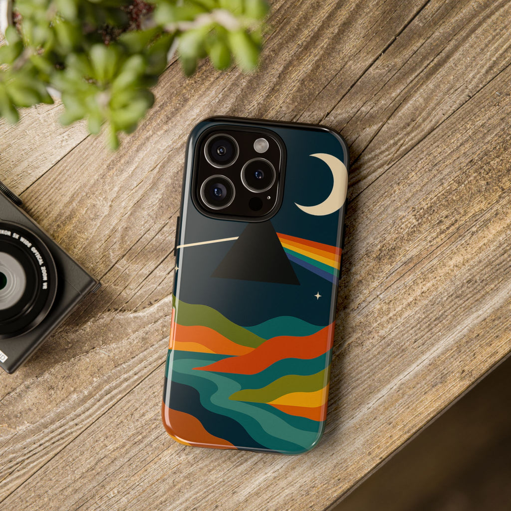 Dark Side of Moon Phone Case — Rainbow Landscape Tough Case Pink Floyd Inspired