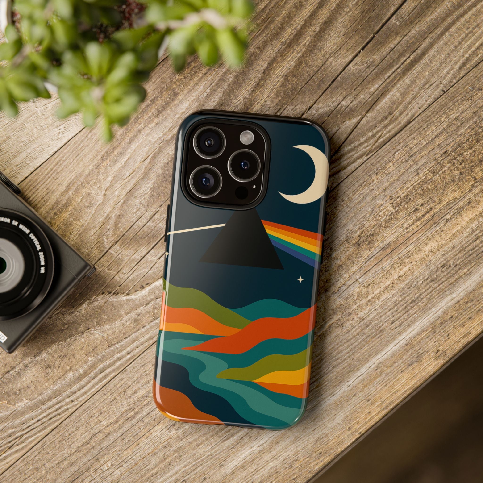 Dark Side of Moon Phone Case — Rainbow Landscape Tough Case Pink Floyd Inspired