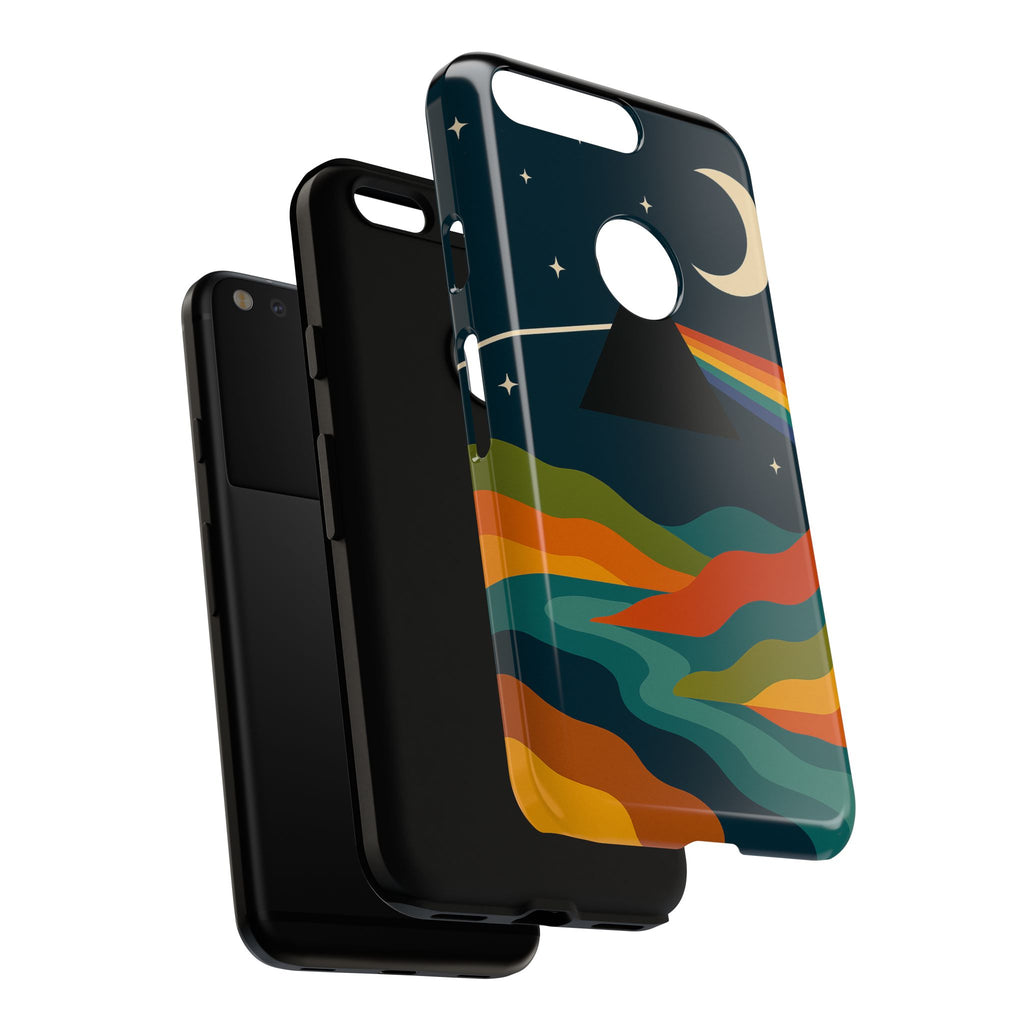Dark Side of Moon Phone Case — Rainbow Landscape Tough Case Pink Floyd Inspired